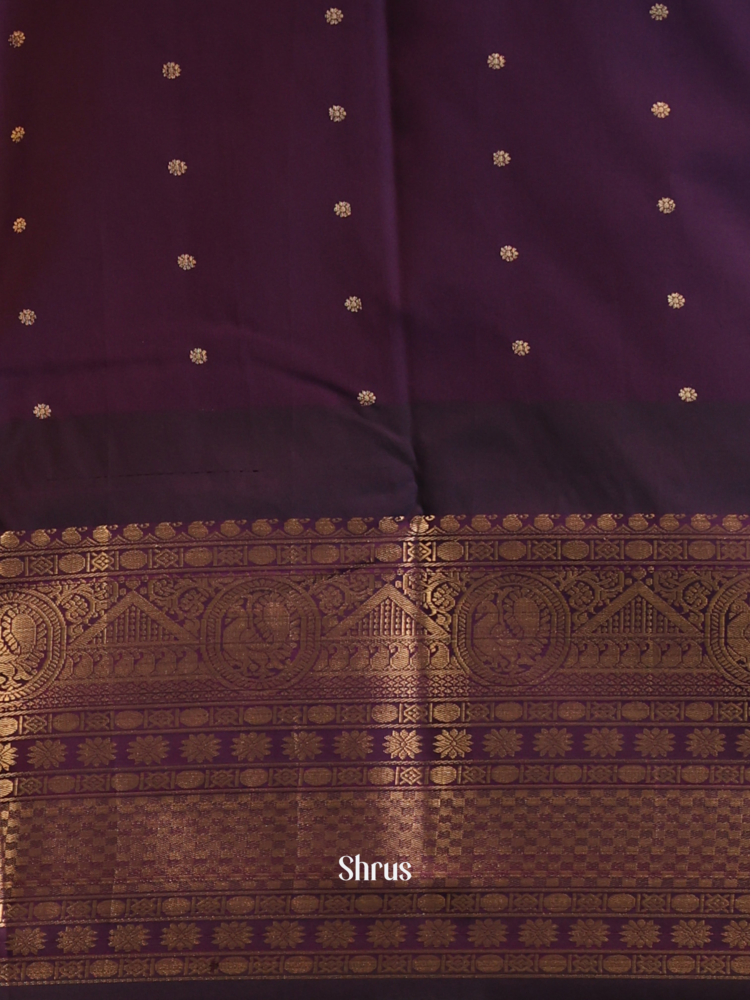 Yellow & Violet - Gadwal halfpure Saree - Shop on Shrus.com