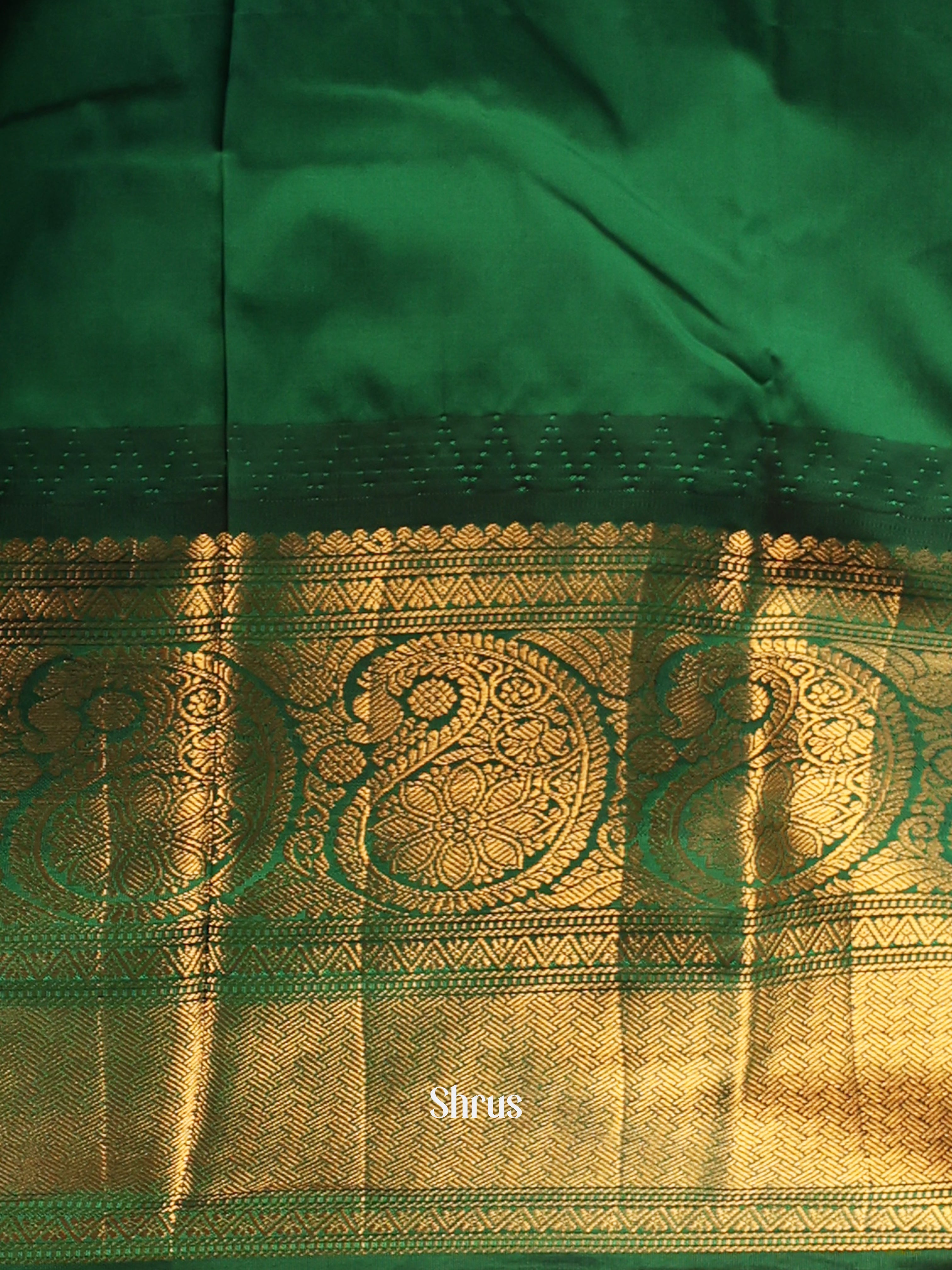 Grey & Green- Gadwal halfpure Saree - Shop on Shrus.com