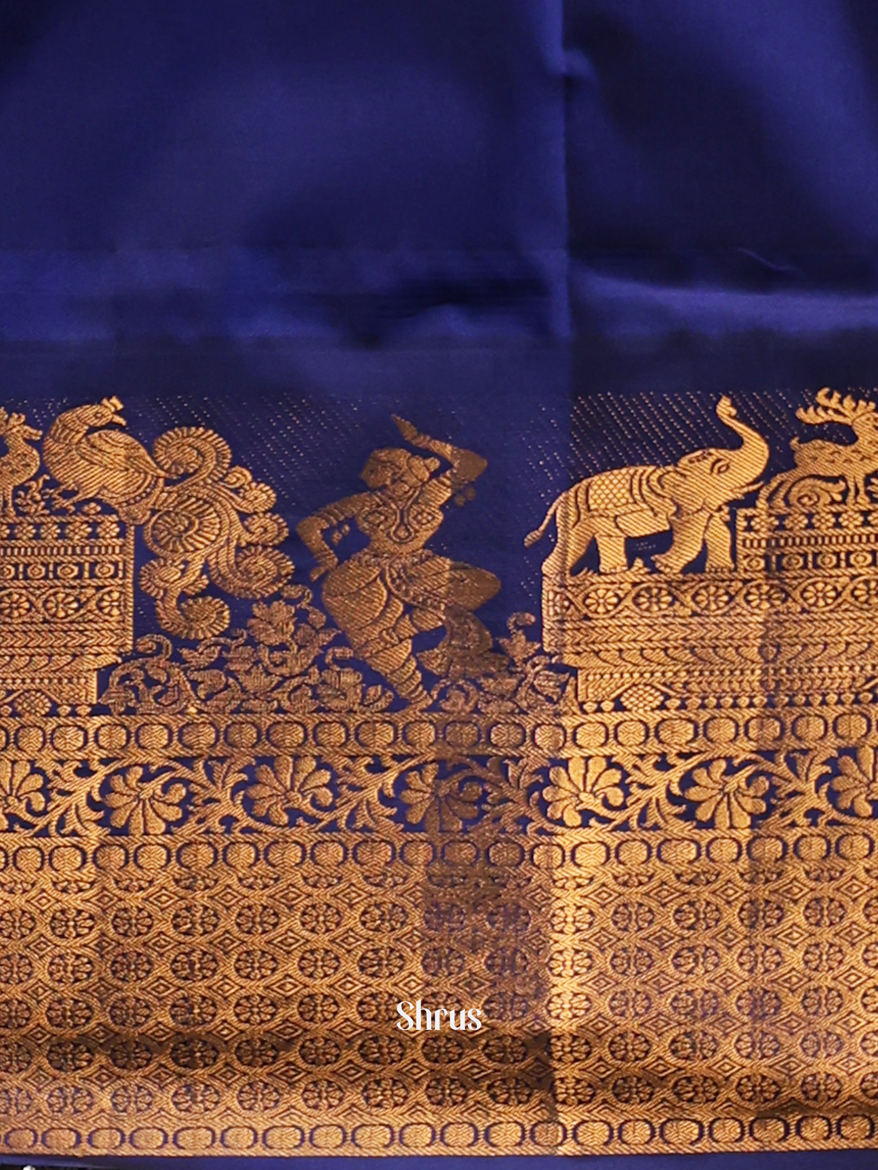 Lite Blue & Blue - Gadwal halfpure Saree - Shop on Shrus.com