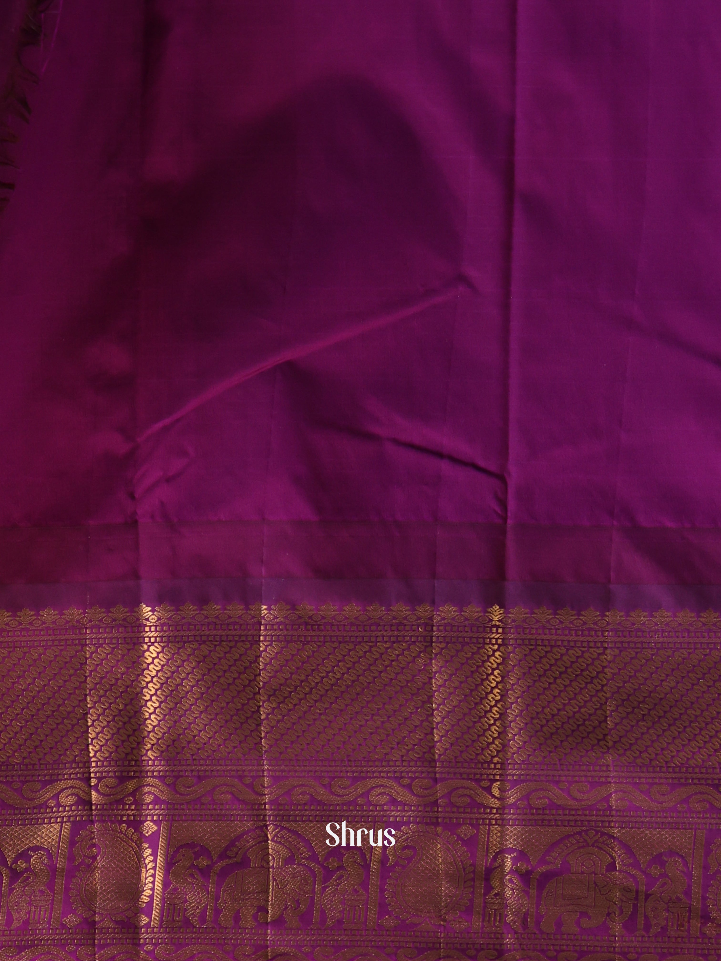Teal & Purple - Gadwal halfpure Saree - Shop on Shrus.com