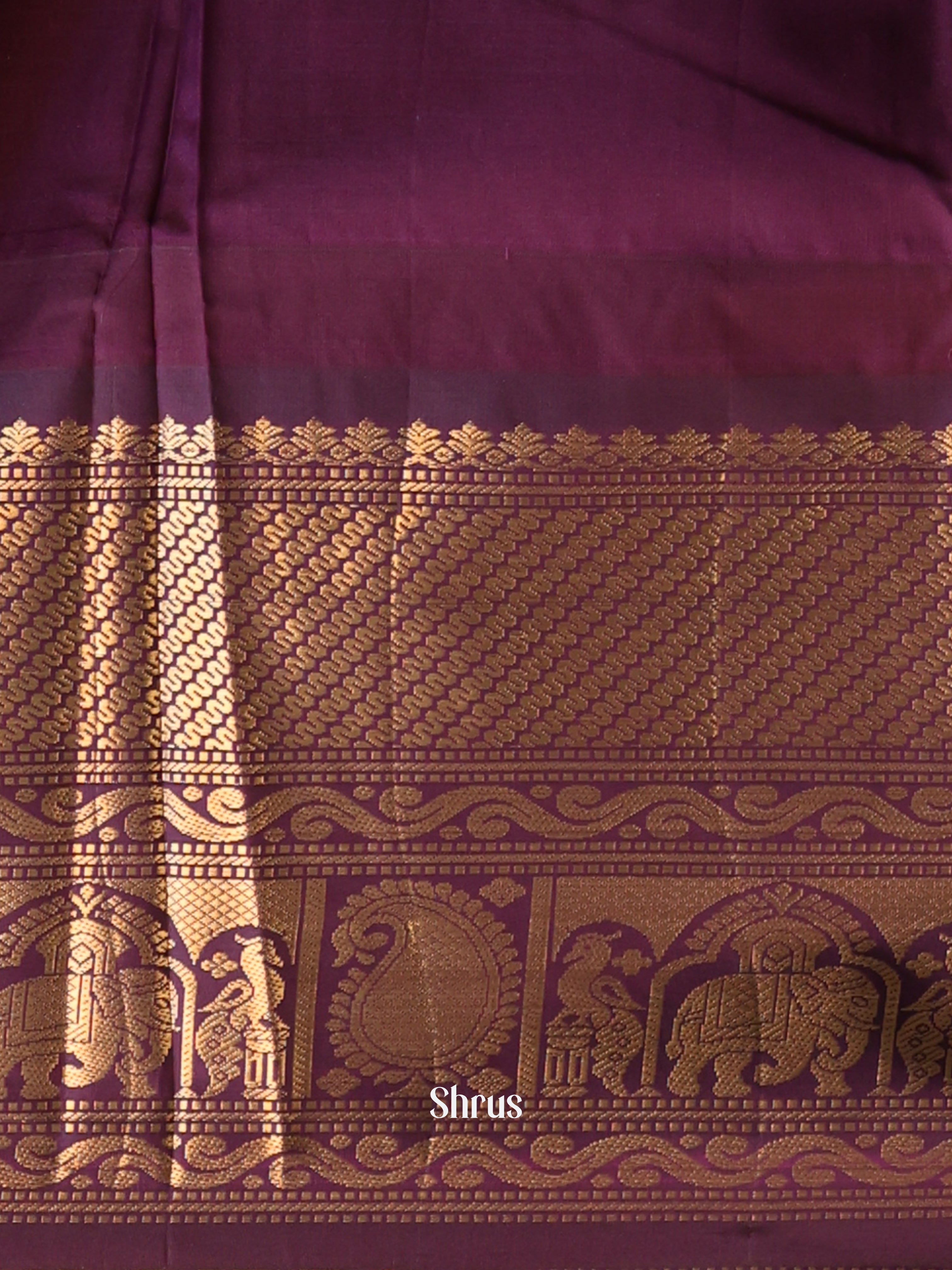 Teal & Wine - Gadwal halfpure Saree - Shop on Shrus.com