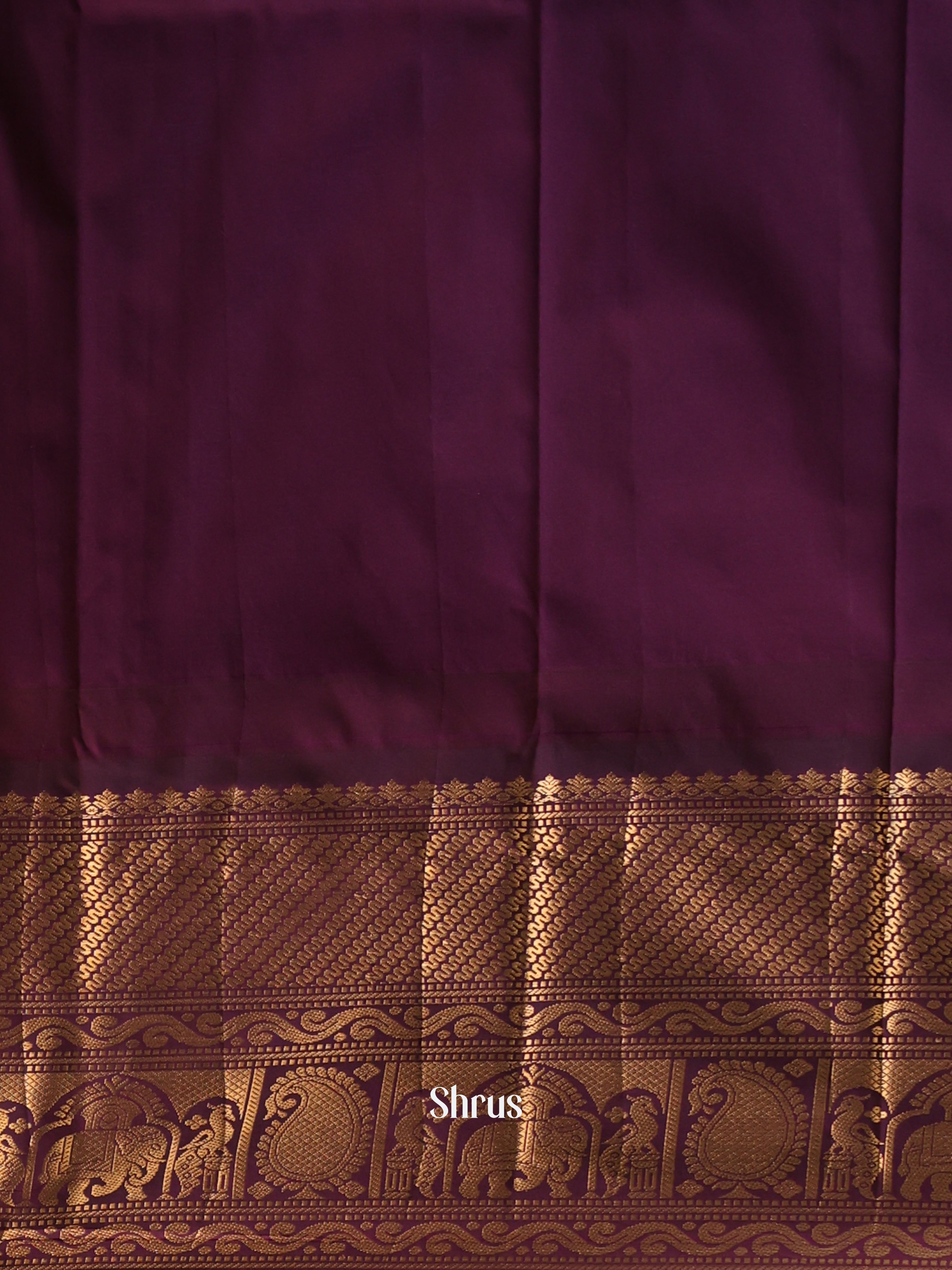 Grey & Wine- Gadwal halfpure Saree - Shop on Shrus.com