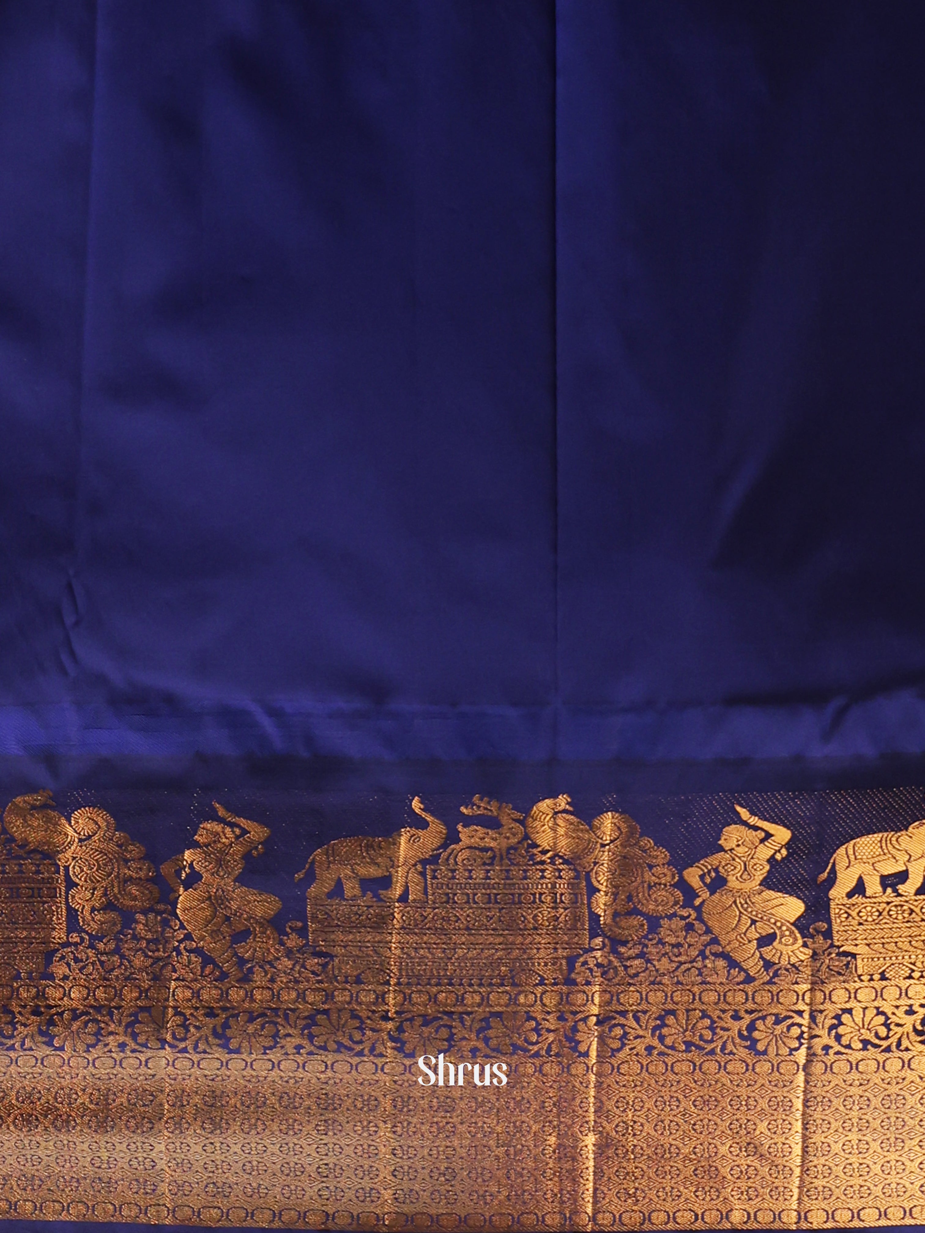 Yellow & Blue - Gadwal halfpure Saree - Shop on Shrus.com