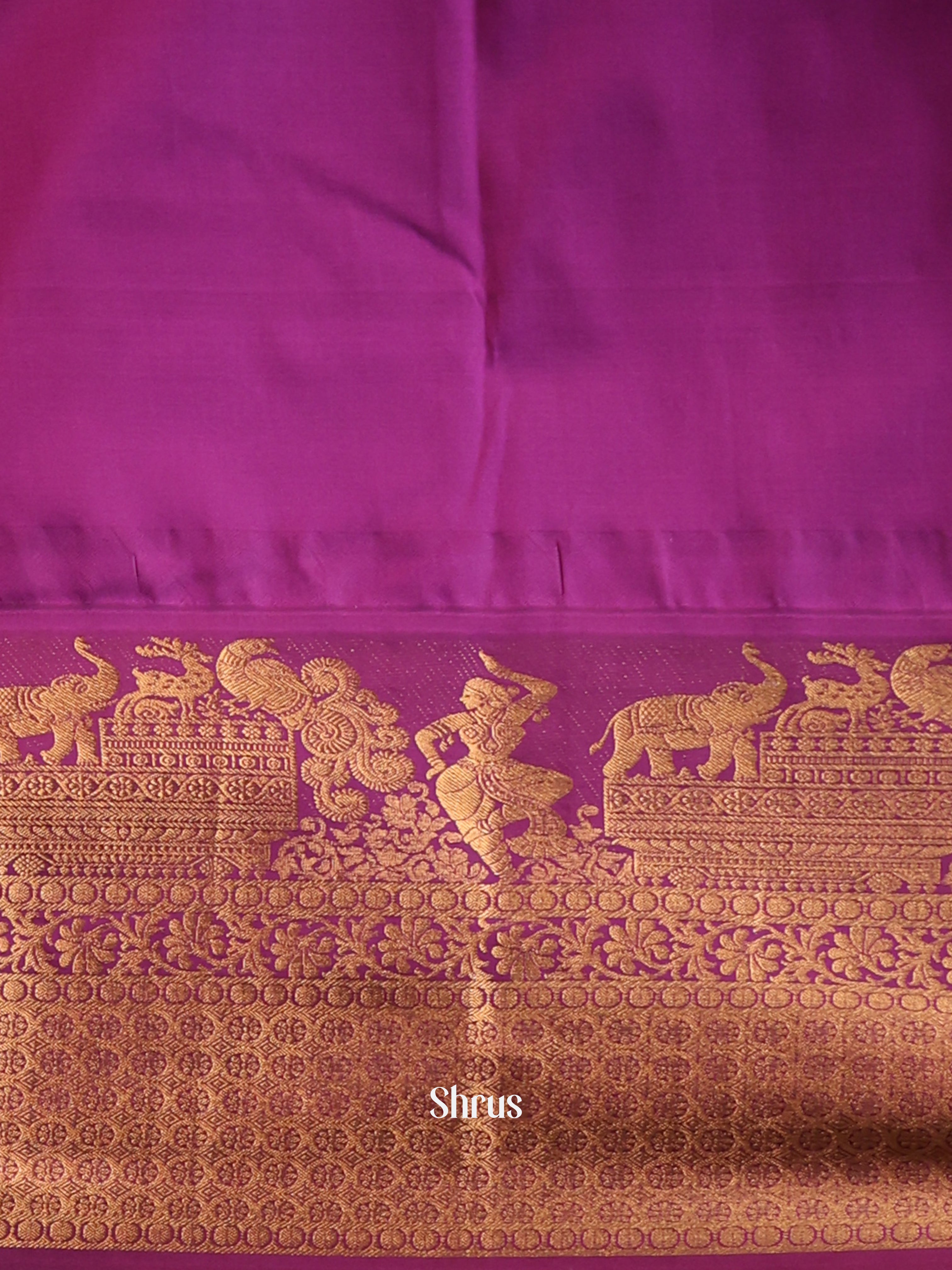 Yellow & Purple - Gadwal halfpure Saree - Shop on Shrus.com