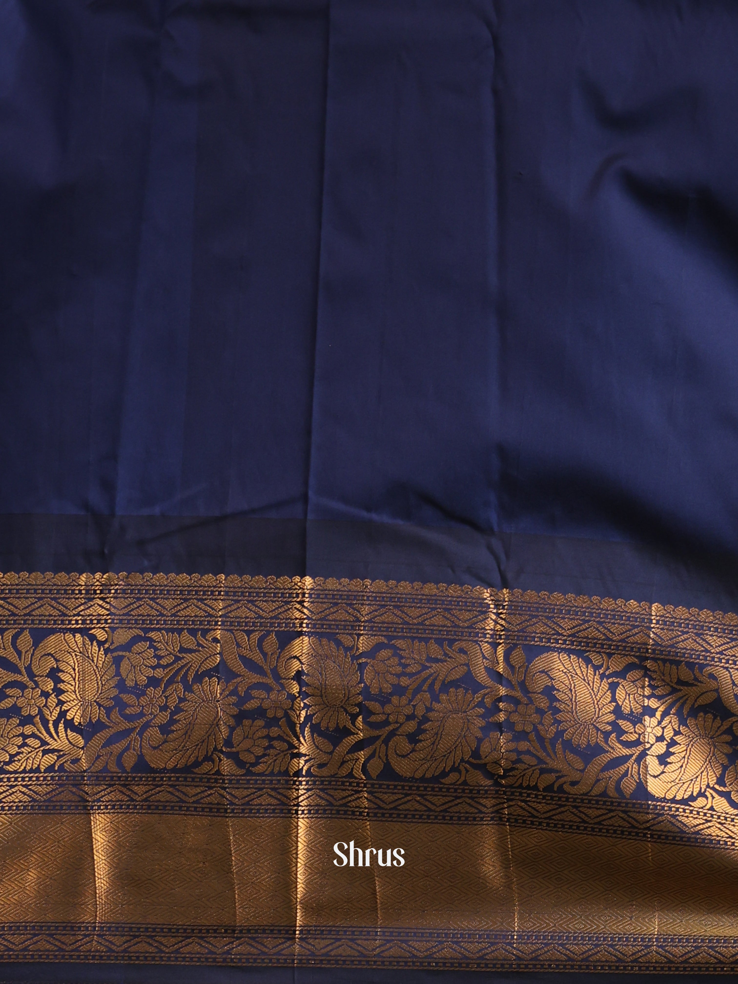 Rama Blue & Blue- Gadwal halfpure Saree - Shop on Shrus.com
