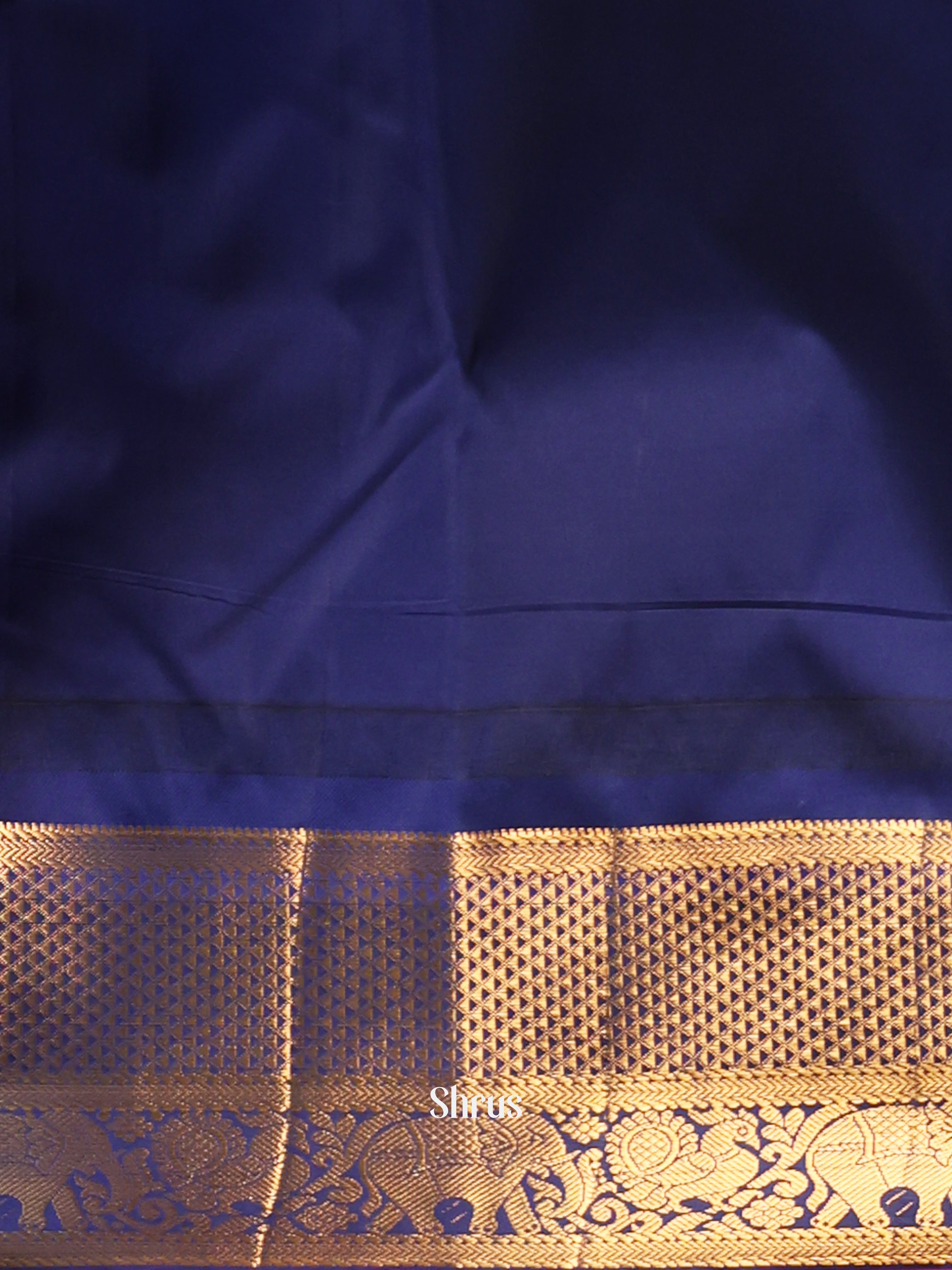 Maroon& Blue - Gadwal halfpure Saree - Shop on Shrus.com