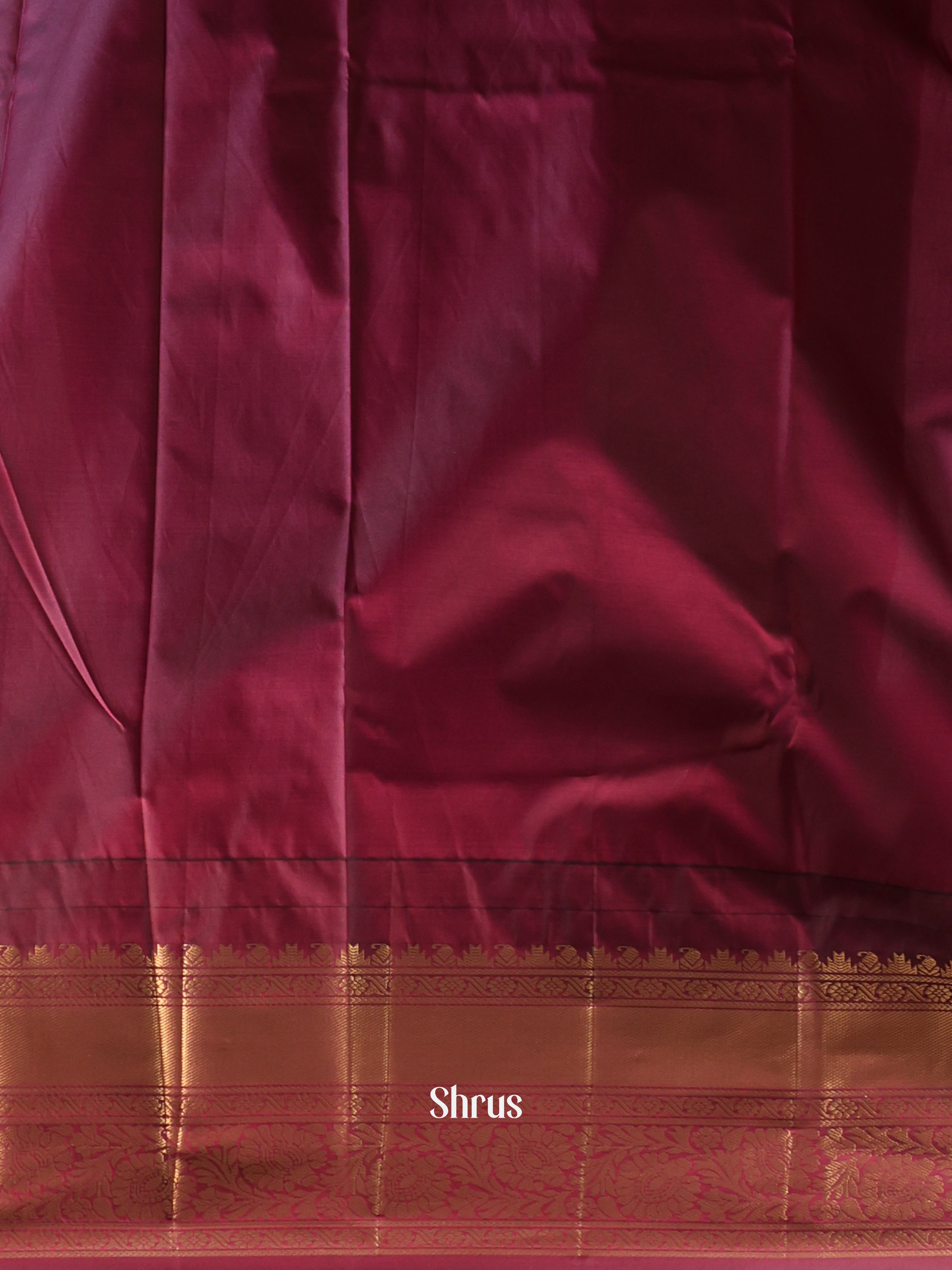 Yellow & Wine - Gadwal halfpure Saree - Shop on Shrus.com