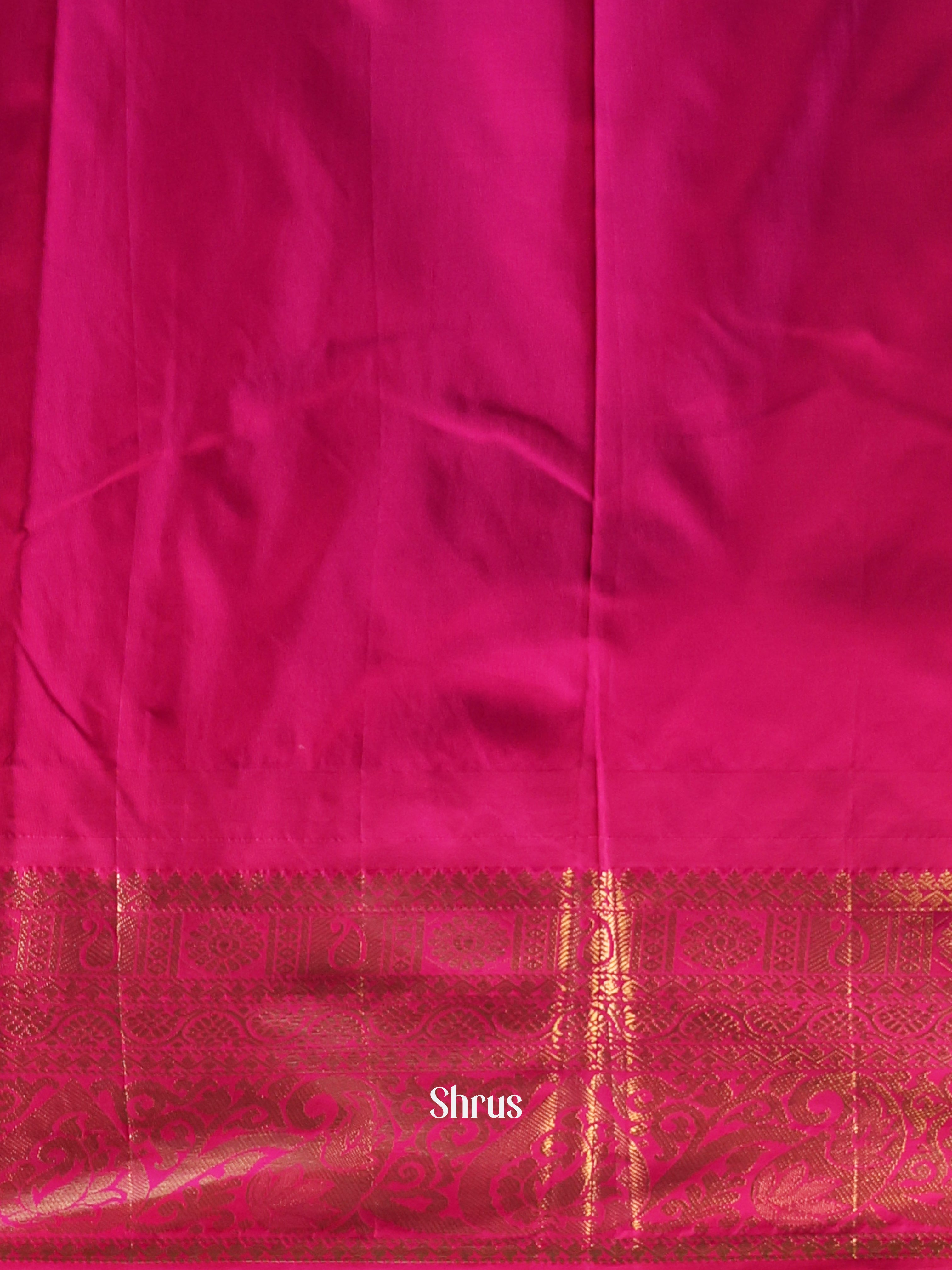 Blue & Pink - Gadwal halfpure Saree - Shop on Shrus.com