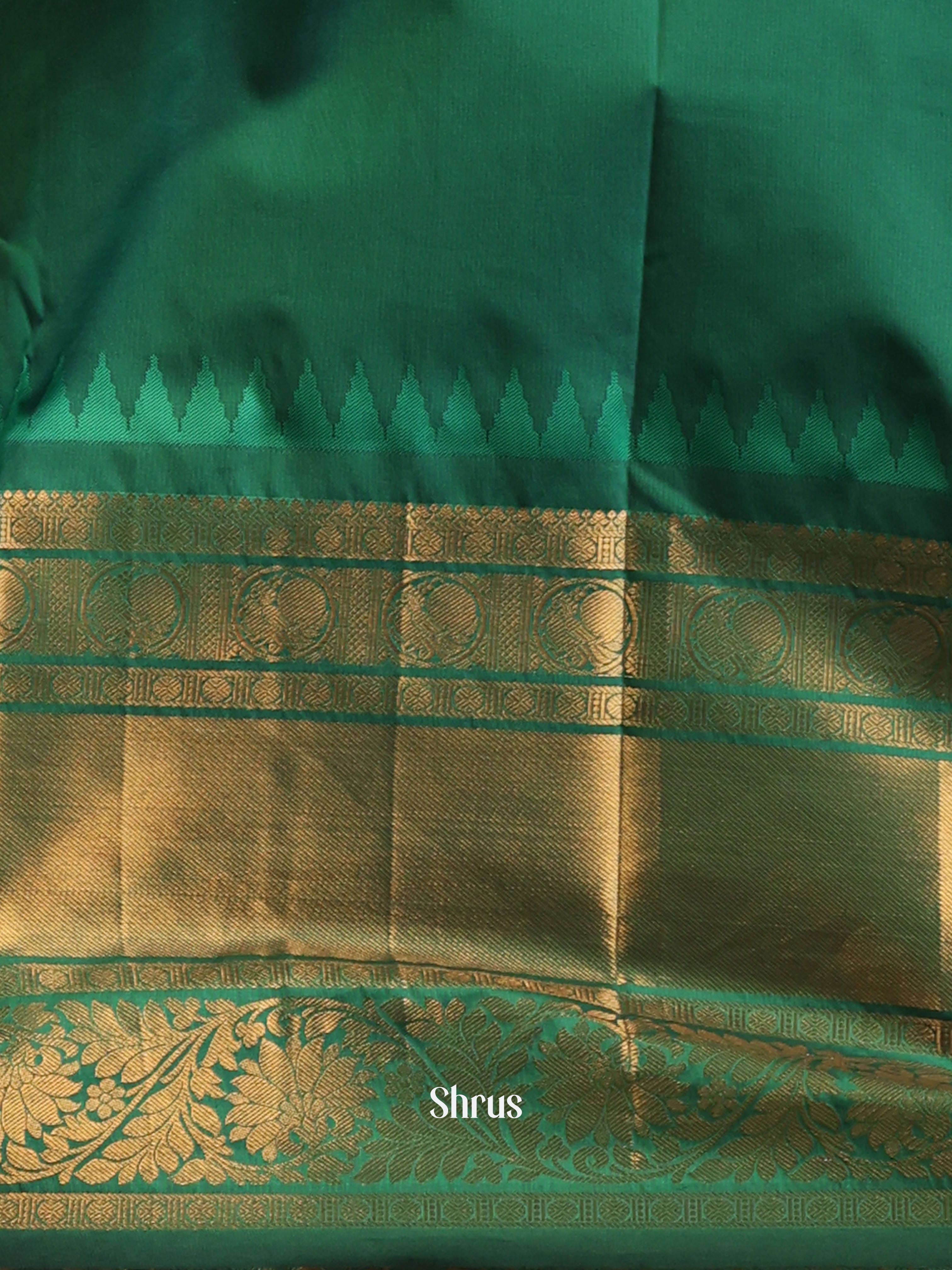 Orange & Green - Gadwal halfpure Saree - Shop on Shrus.com