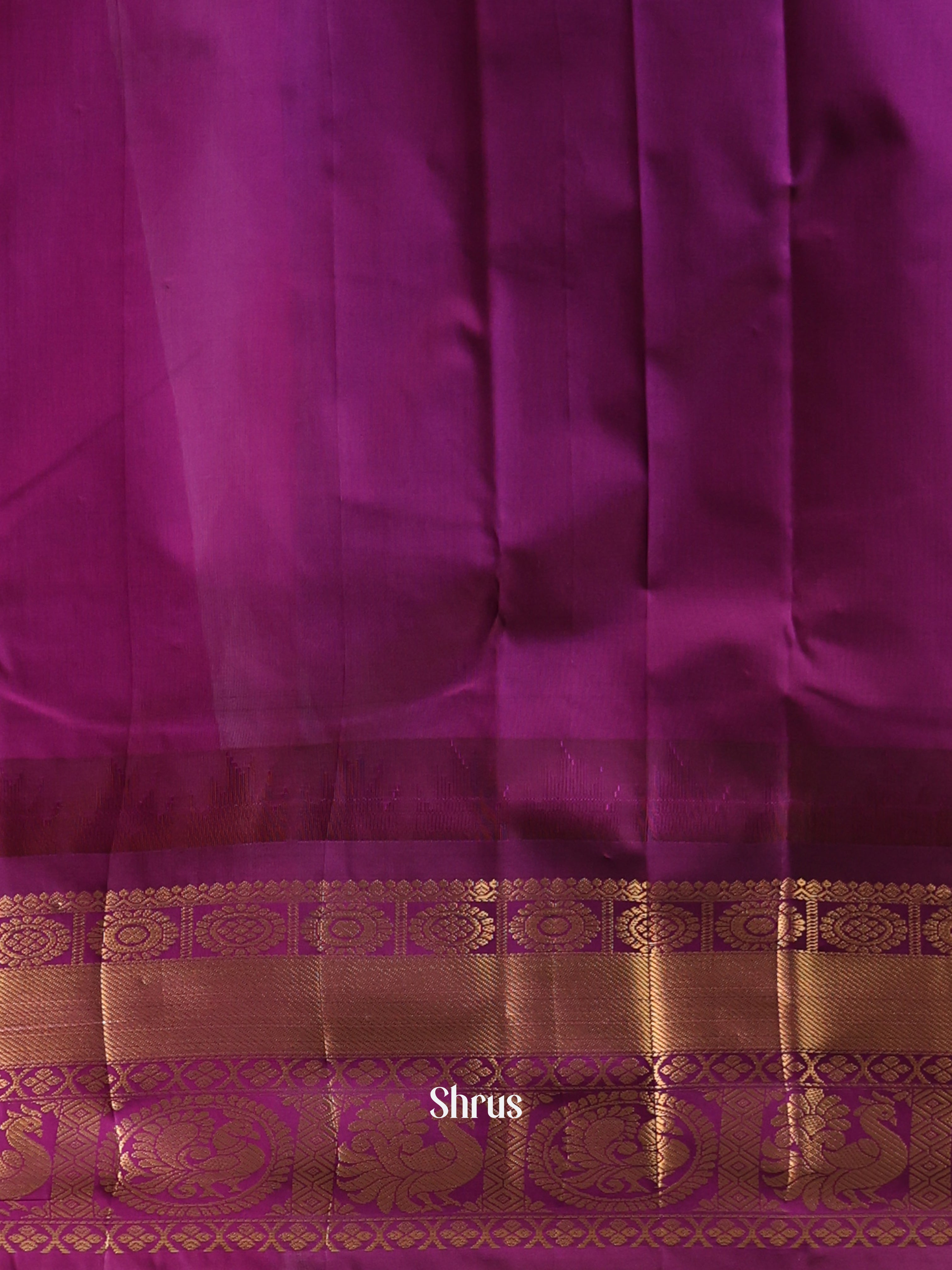 Teal Green & Purple - Gadwal halfpure Saree - Shop on Shrus.com