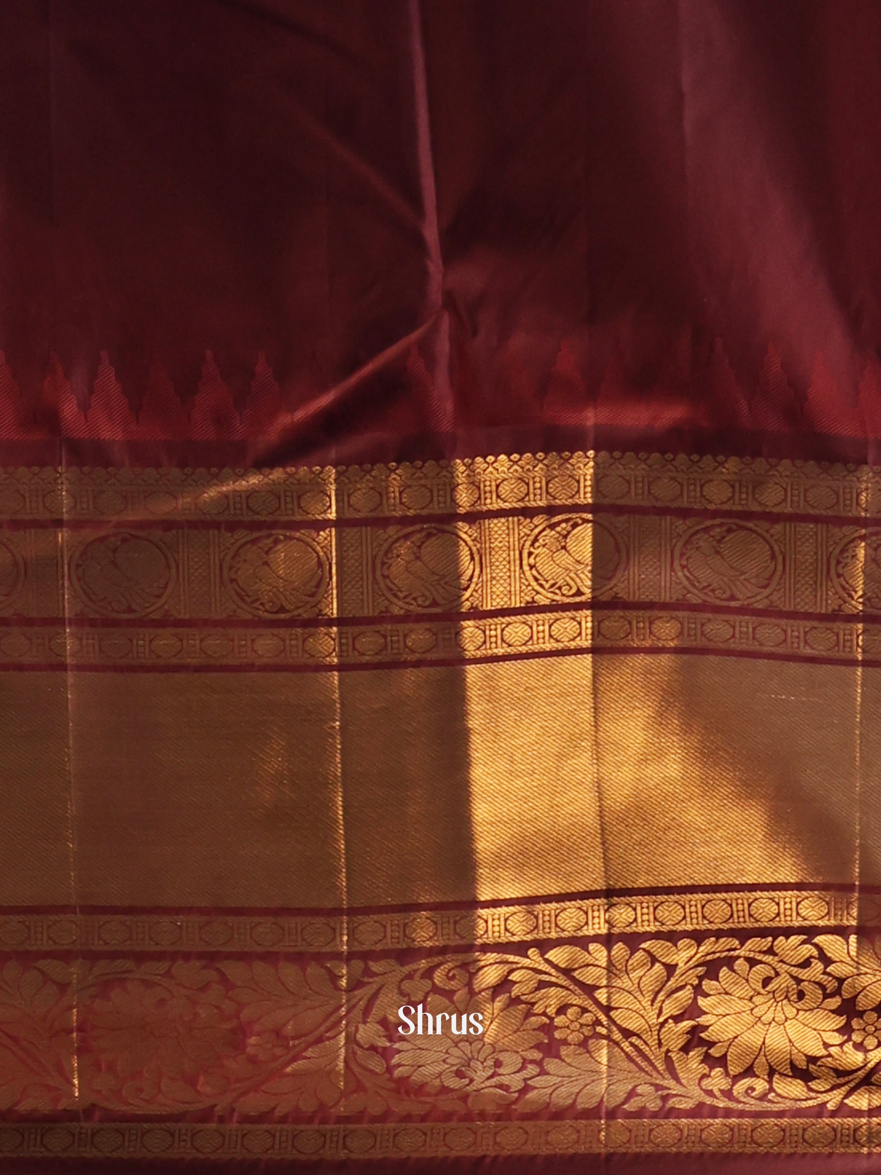 Rama Blue & Brown- Gadwal halfpure Saree - Shop on Shrus.com