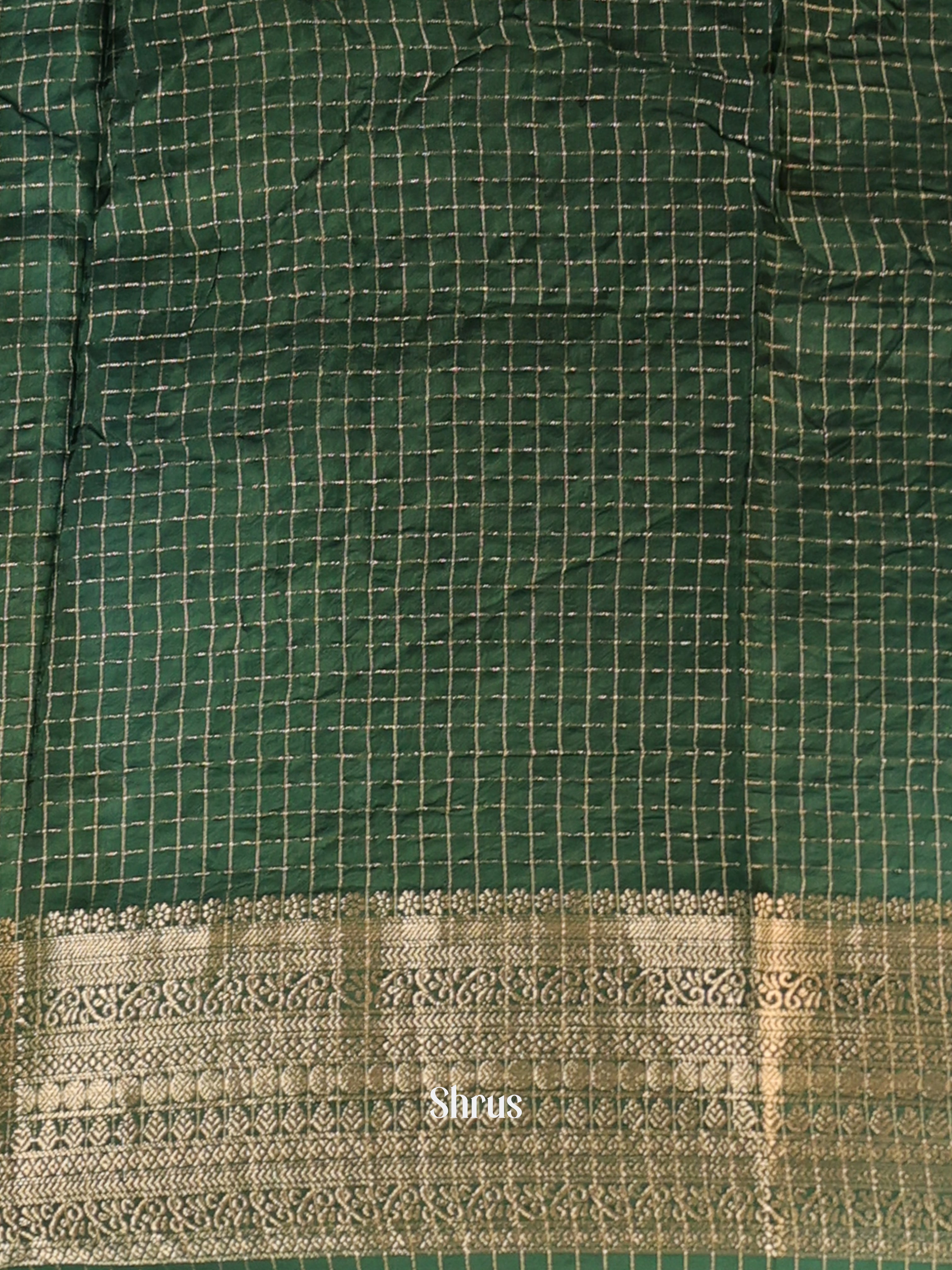 Pink & Green - Semi Chanderi Saree - Shop on Shrus.com