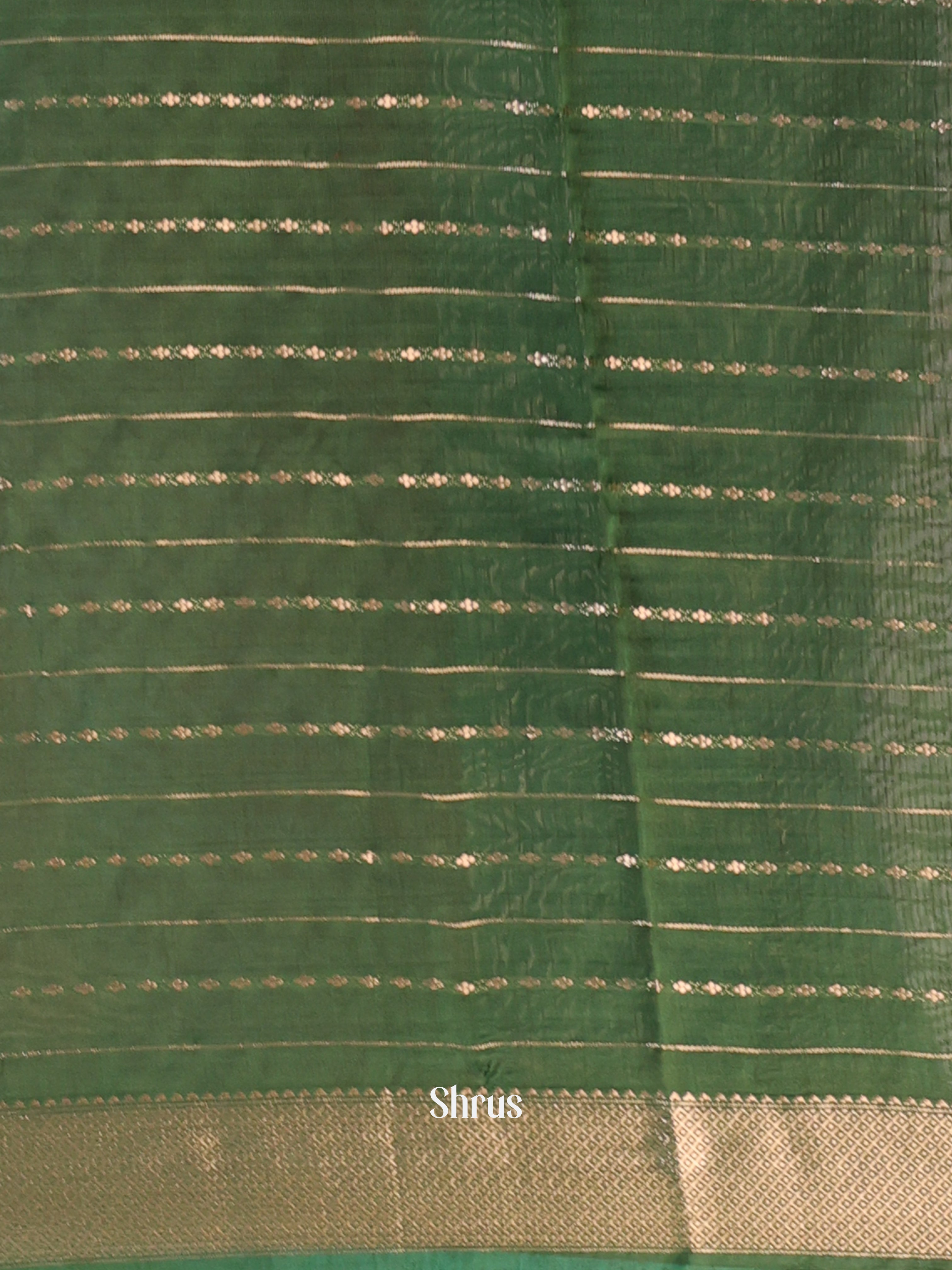 Red & Green - Semi Chanderi Saree - Shop on Shrus.com