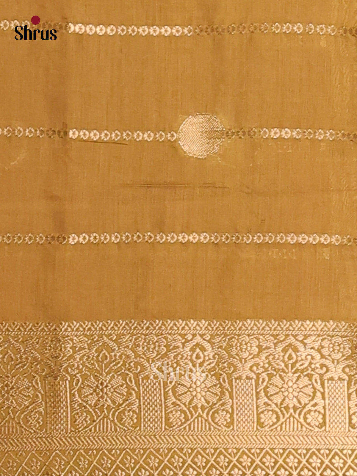 Medium Brown with mehandi green - Semi Chanderi - CJS03082 - Shop on Shrus.com