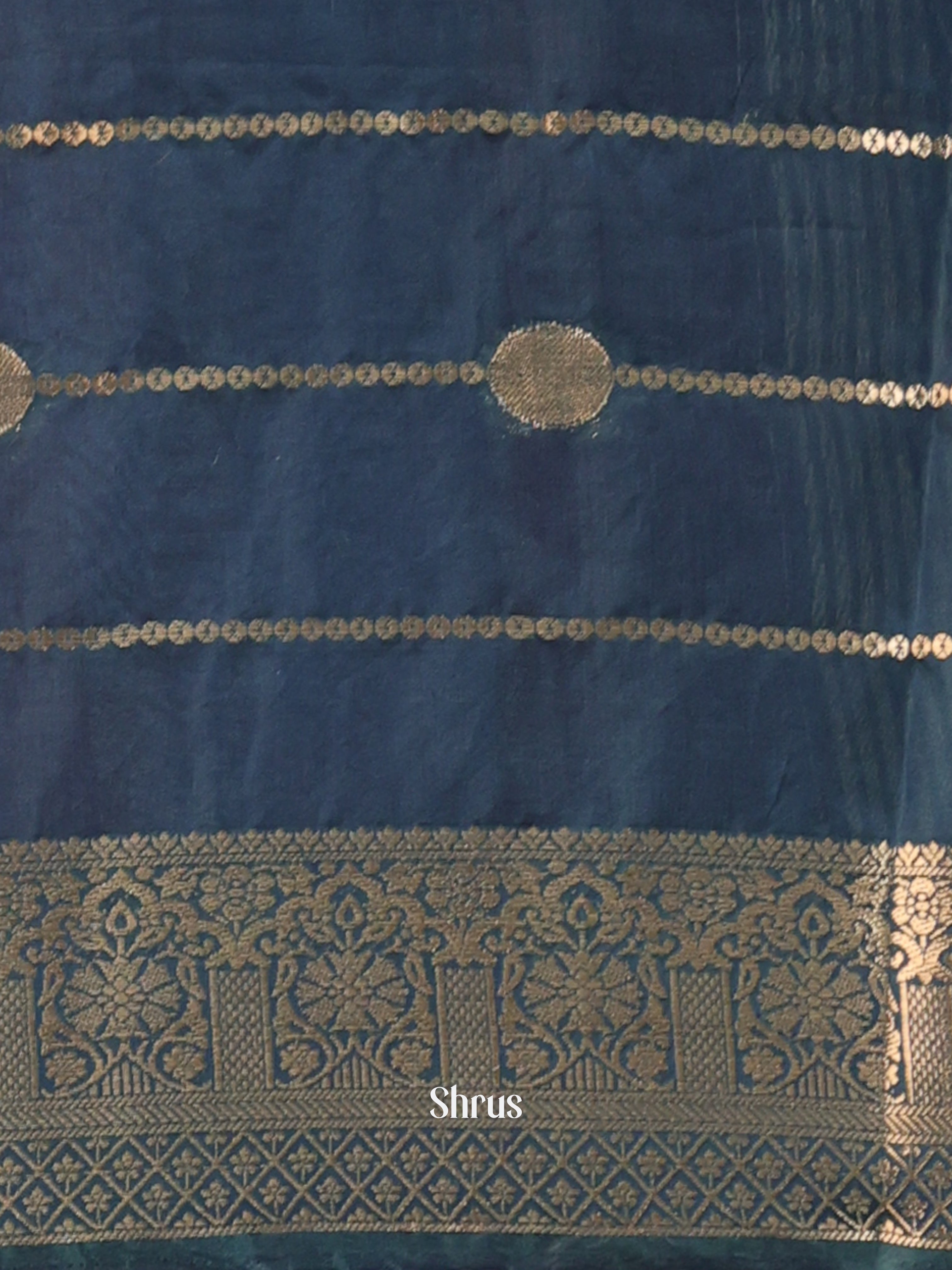 Maroon & Blue - Semi Chanderi Saree - Shop on Shrus.com