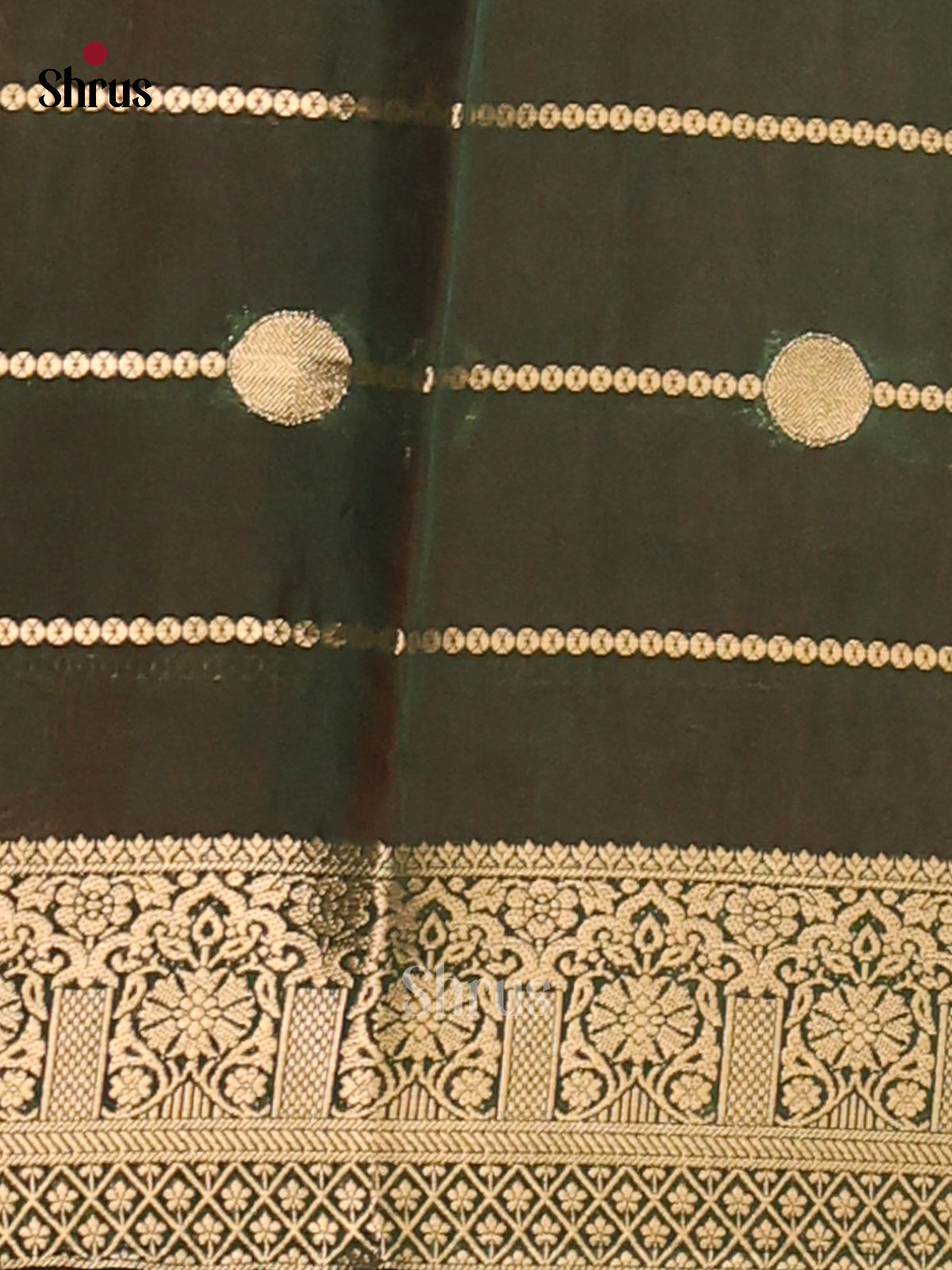 Red with dark green - Semi Chanderi - CJS03086 - Shop on Shrus.com