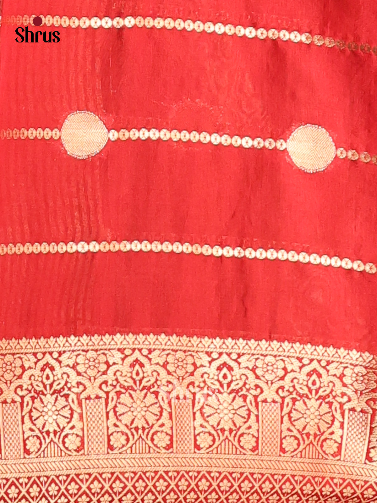 Dark green with red - Semi Chanderi - CJS03087 - Shop on Shrus.com
