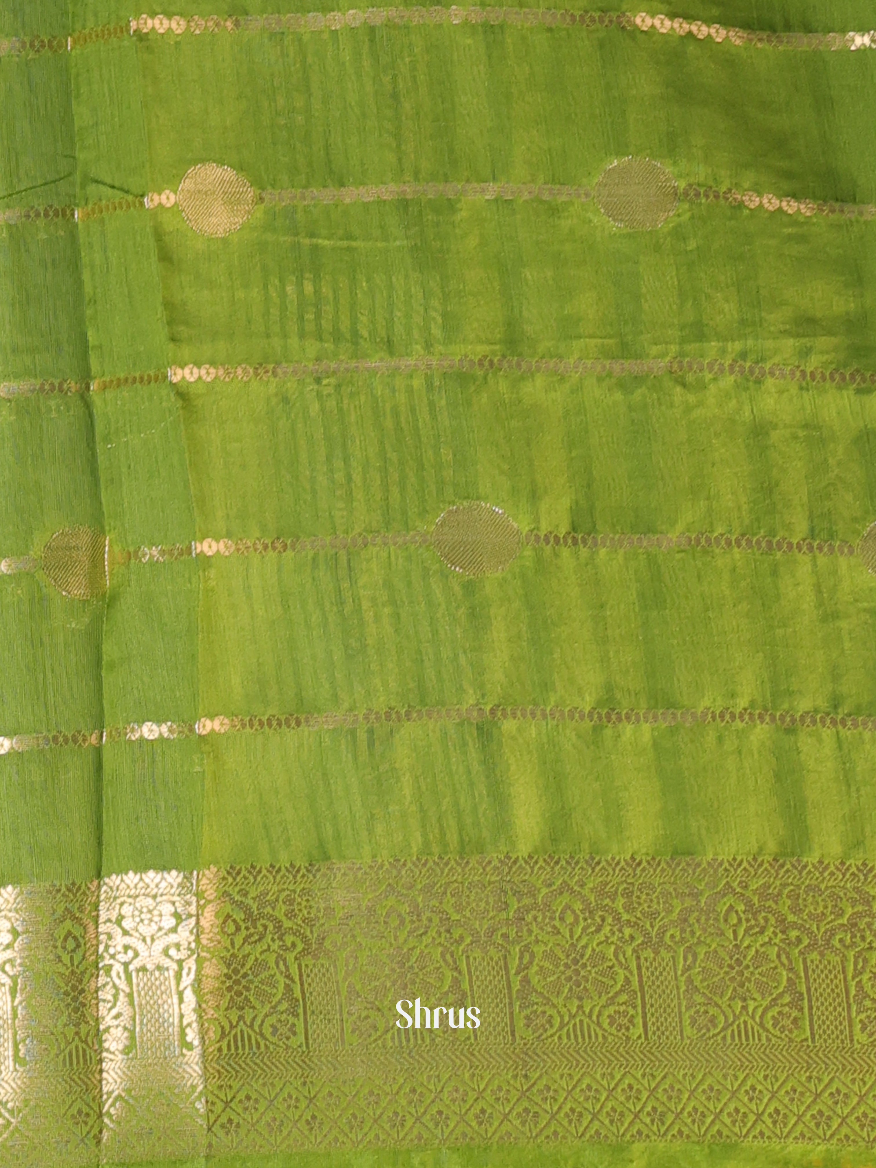 Peacock Blue & Green - Semi Chanderi Saree - Shop on Shrus.com