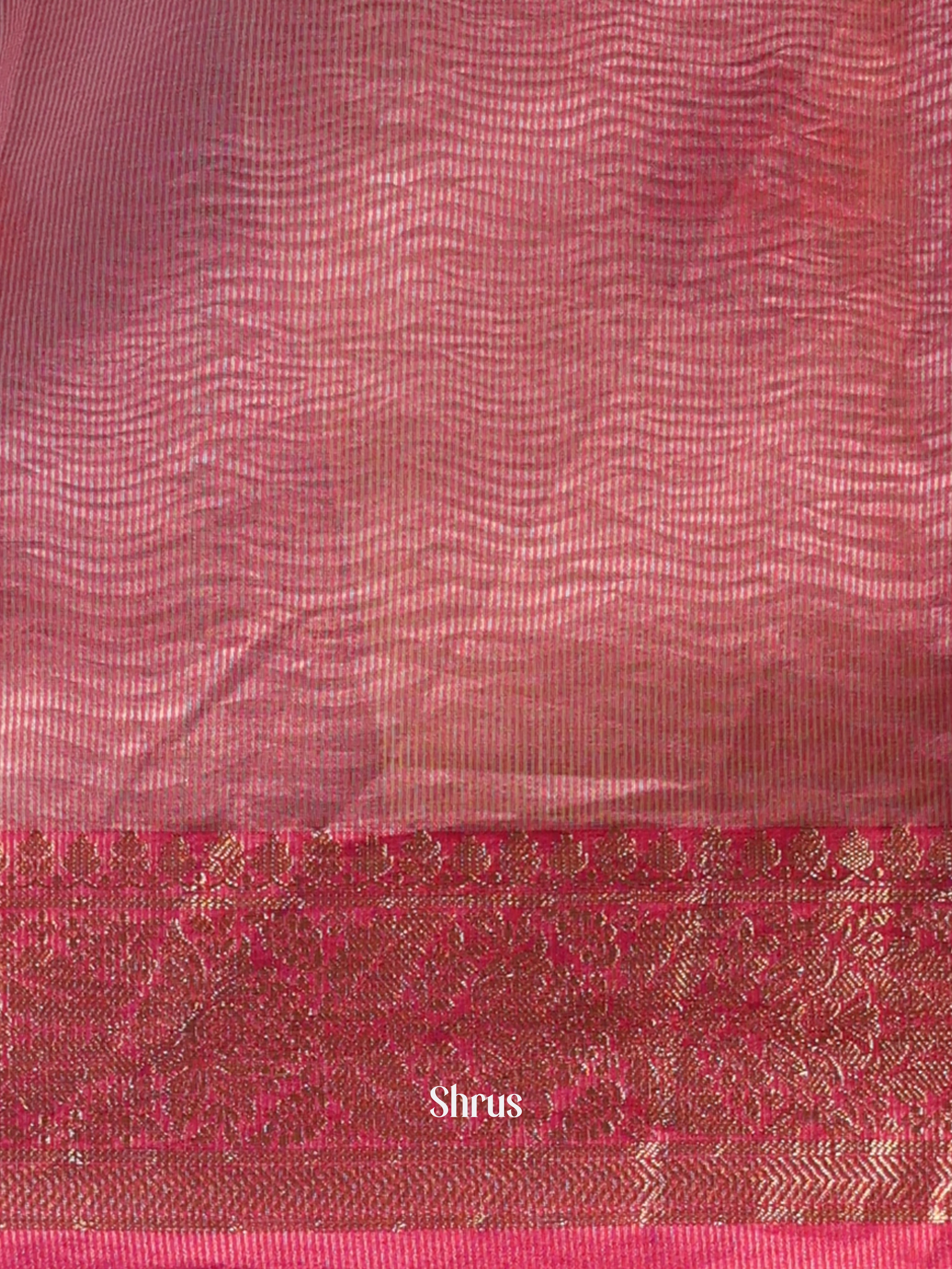 Cream & Pink - Bamboo silk Saree - Shop on Shrus.com