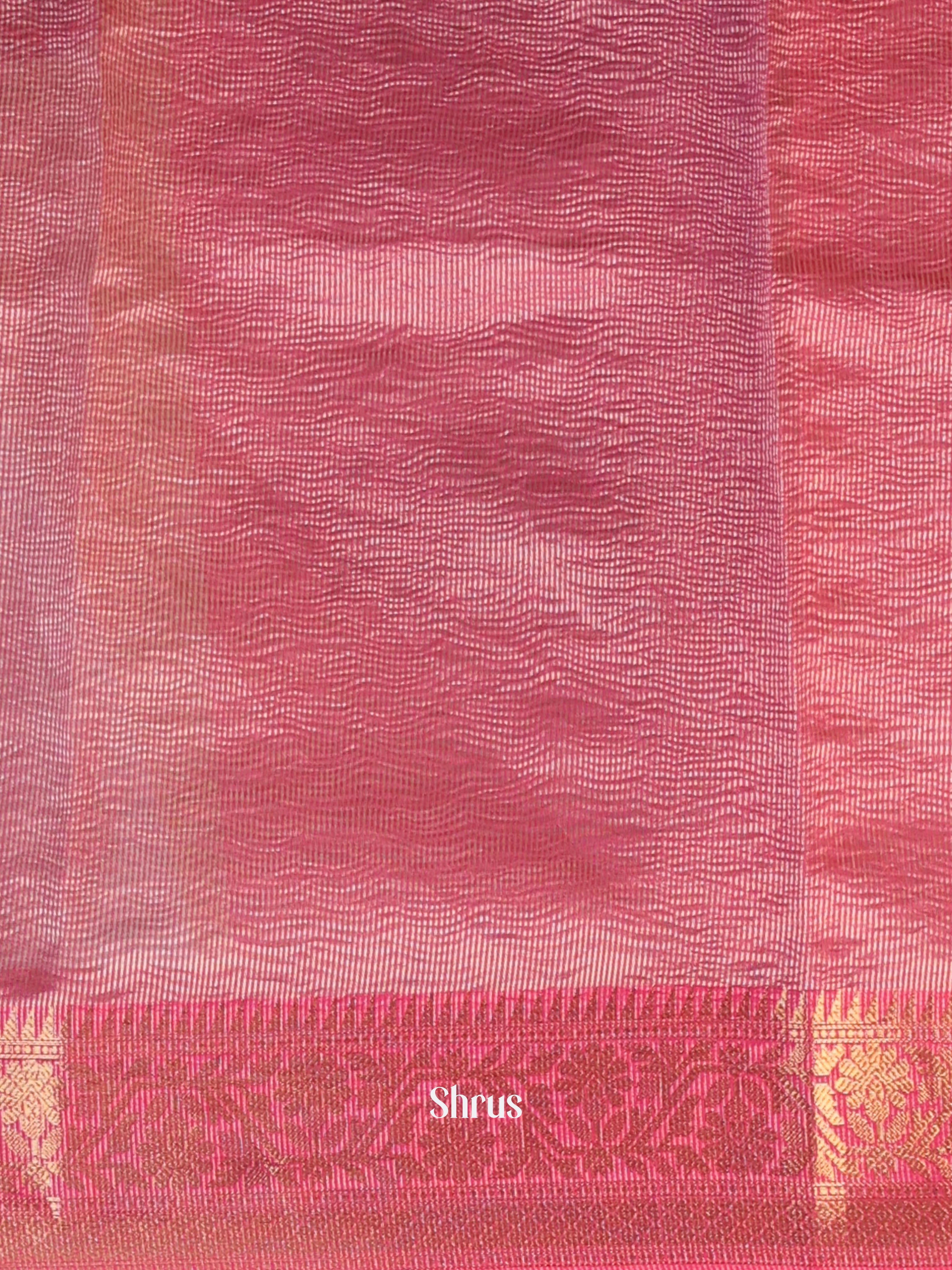 Cream & Pink - Bamboo silk Saree - Shop on Shrus.com