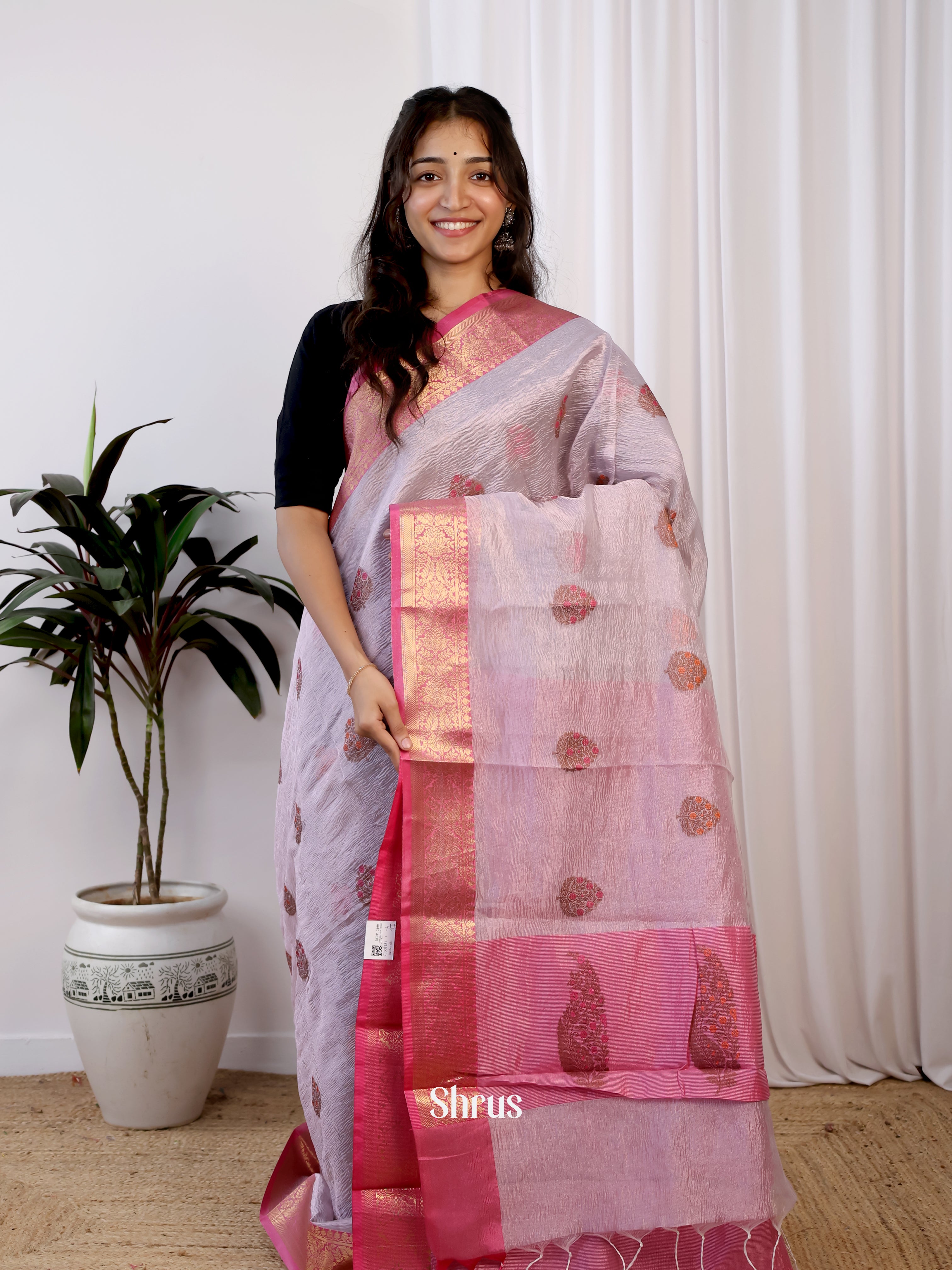 Lavender & Pink - Bamboo silk Saree - Shop on Shrus.com