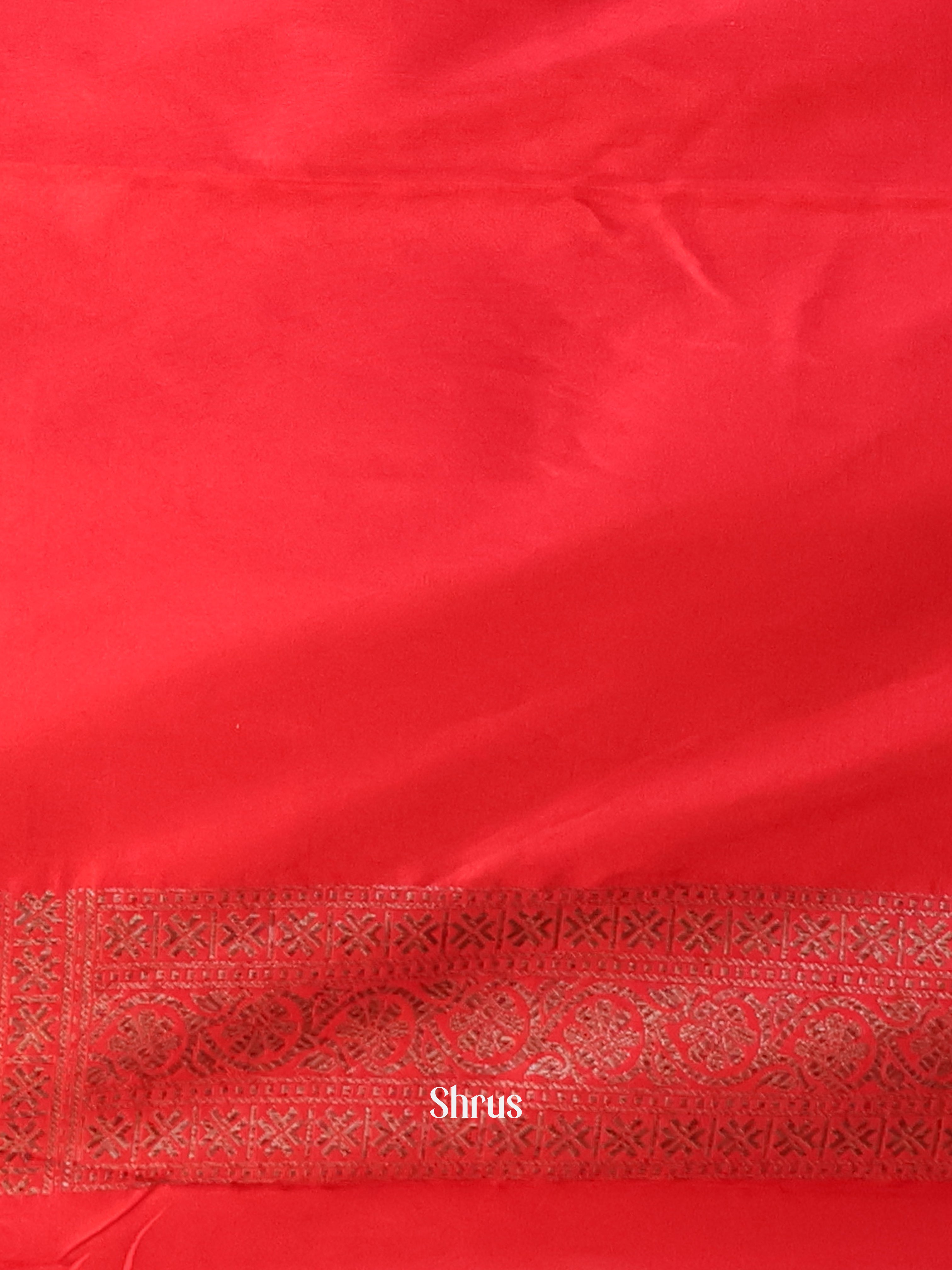 Red - Semi Banarasi Saree - Shop on Shrus.com