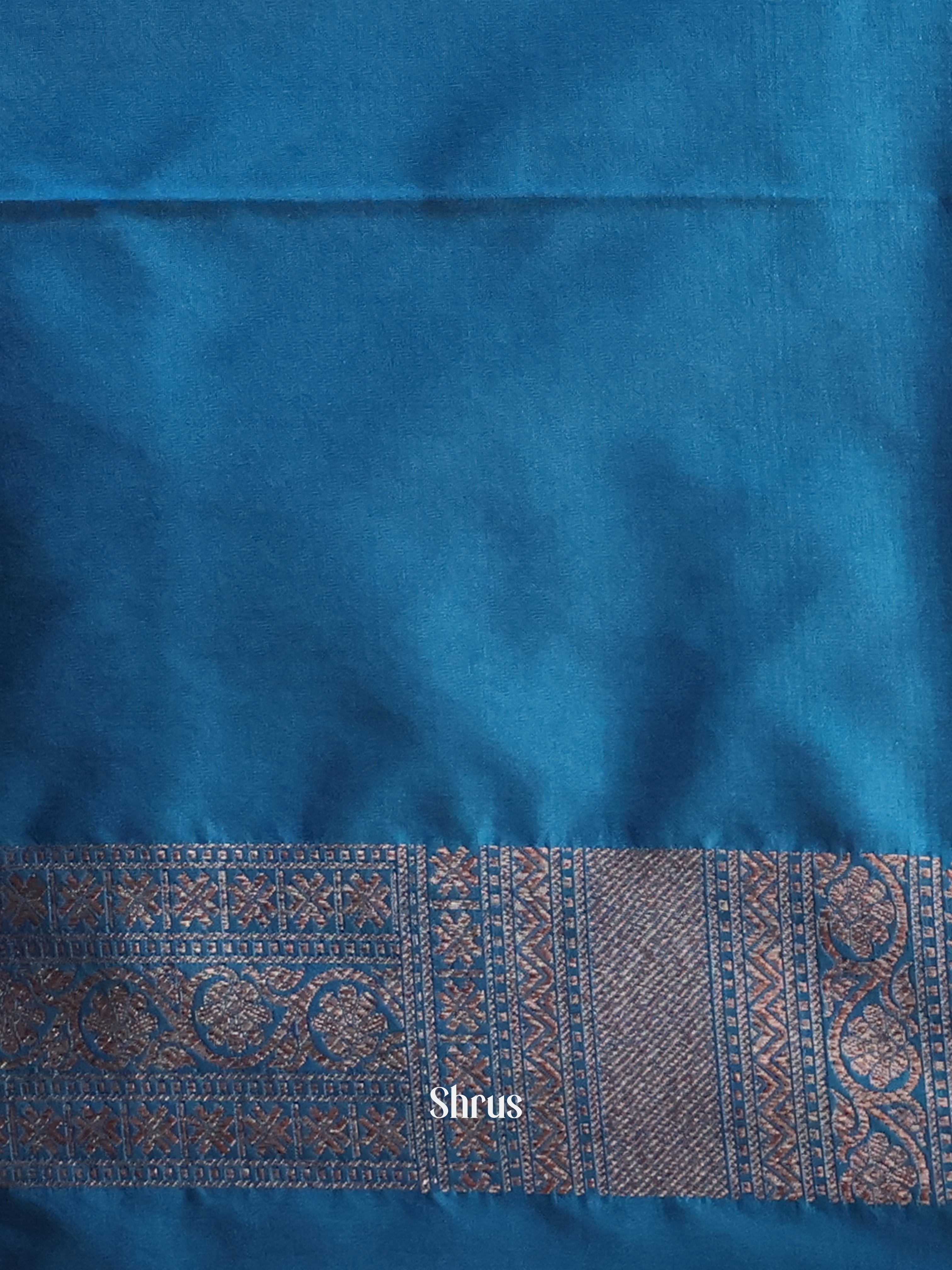Blue- Semi Banarasi Saree - Shop on Shrus.com