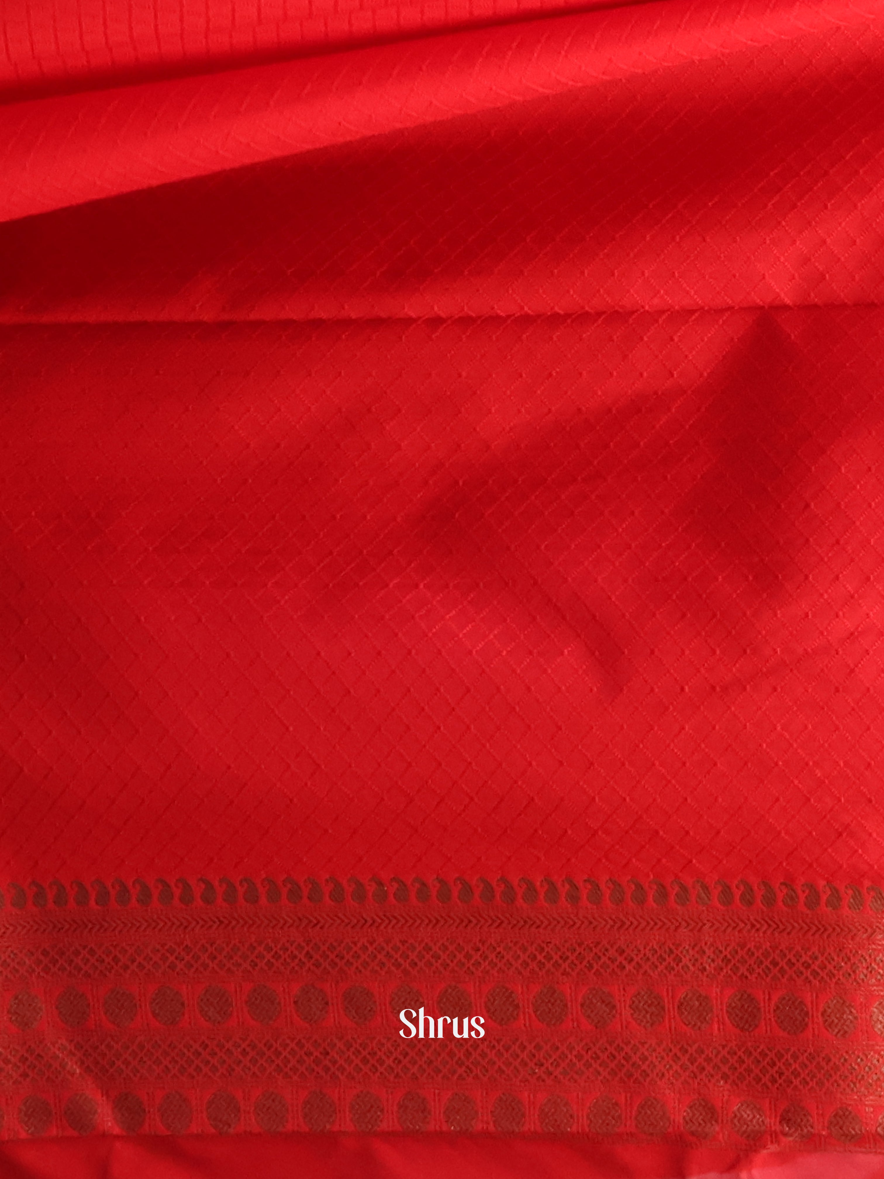 Red - Semi Banarasi Saree - Shop on Shrus.com