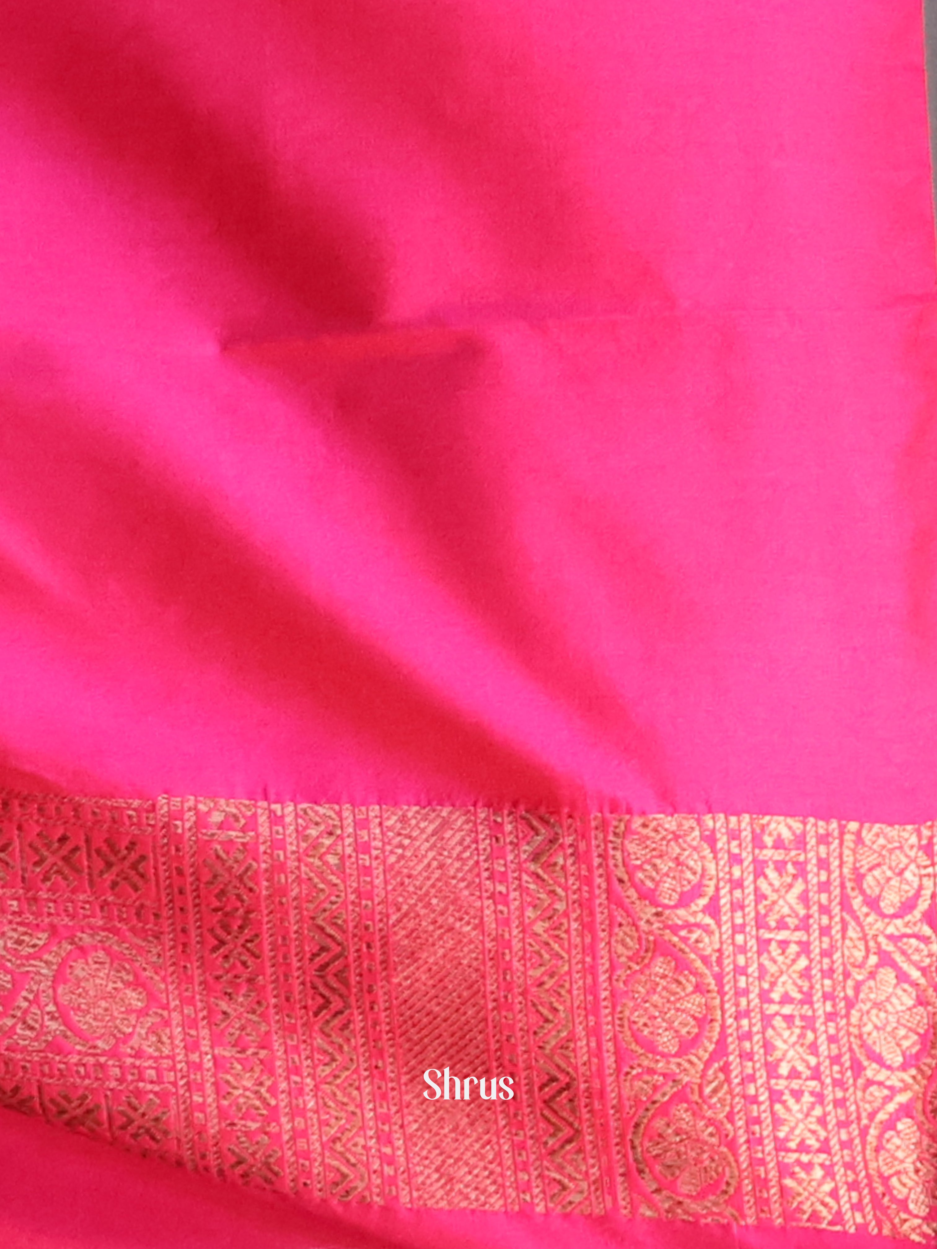 Pink - Semi Banarasi Saree - Shop on Shrus.com