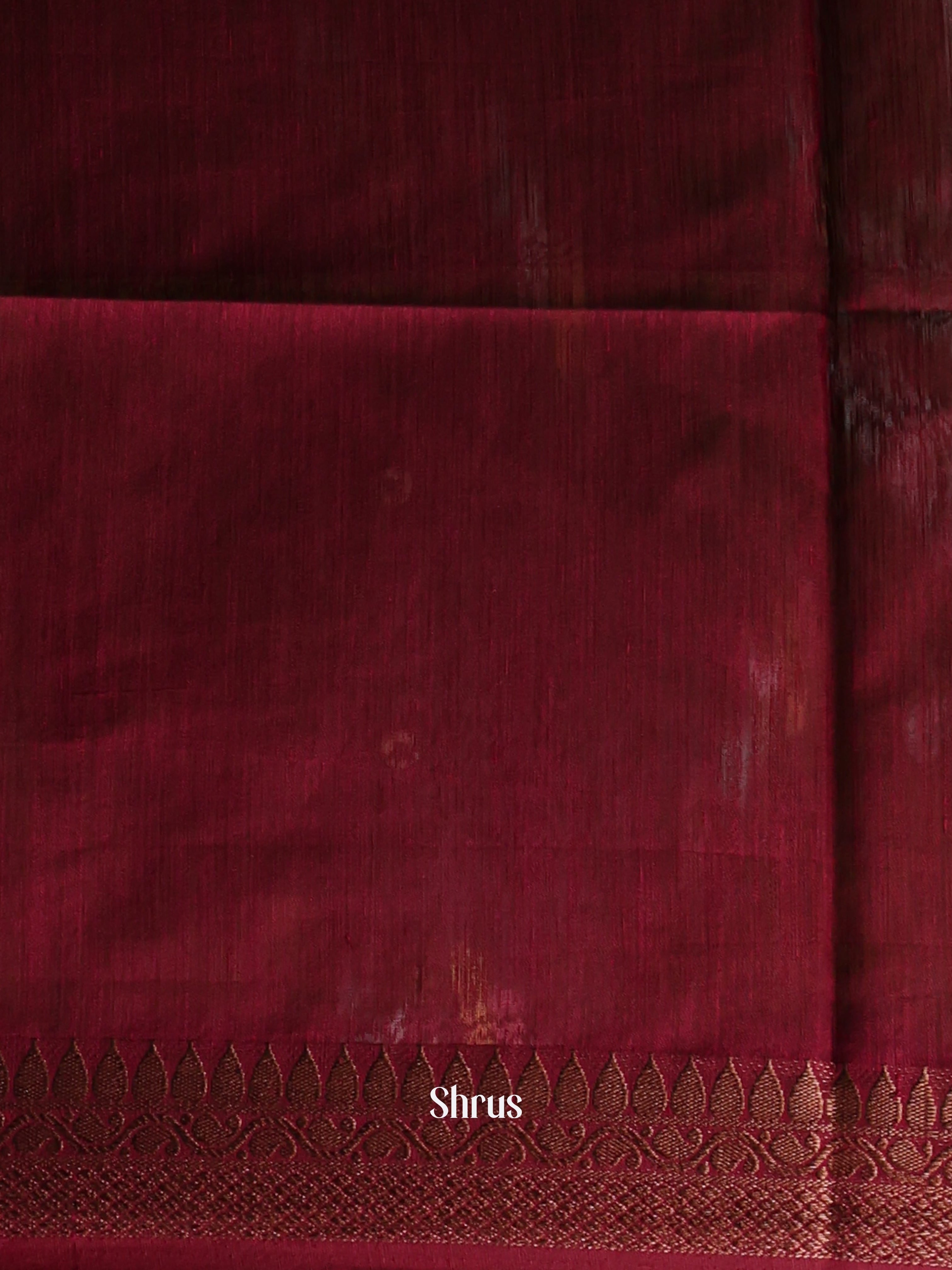 Green & Maroon - Semi Jute Saree - Shop on Shrus.com