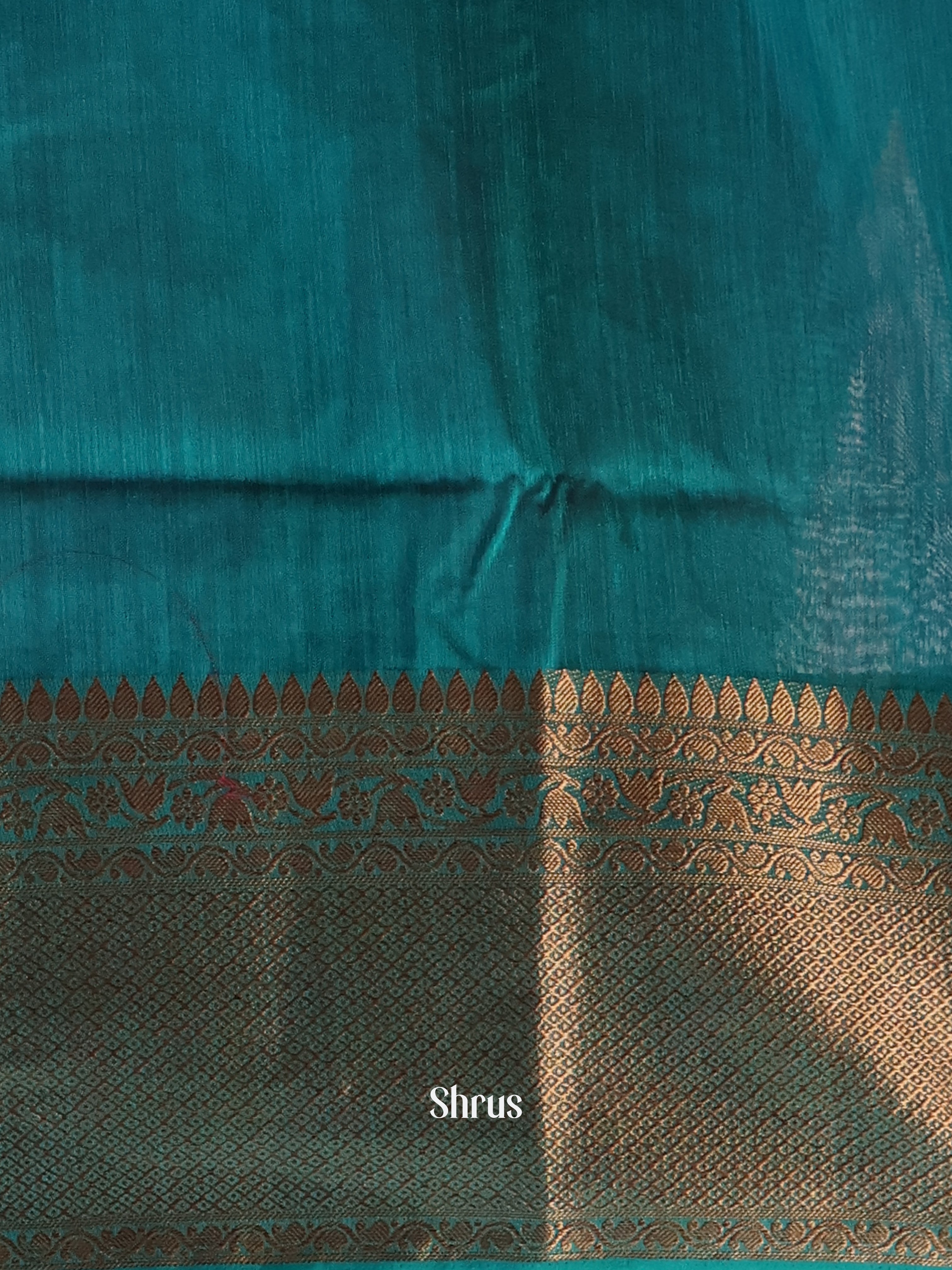 Maroon & Blue - Semi Jute Saree - Shop on Shrus.com