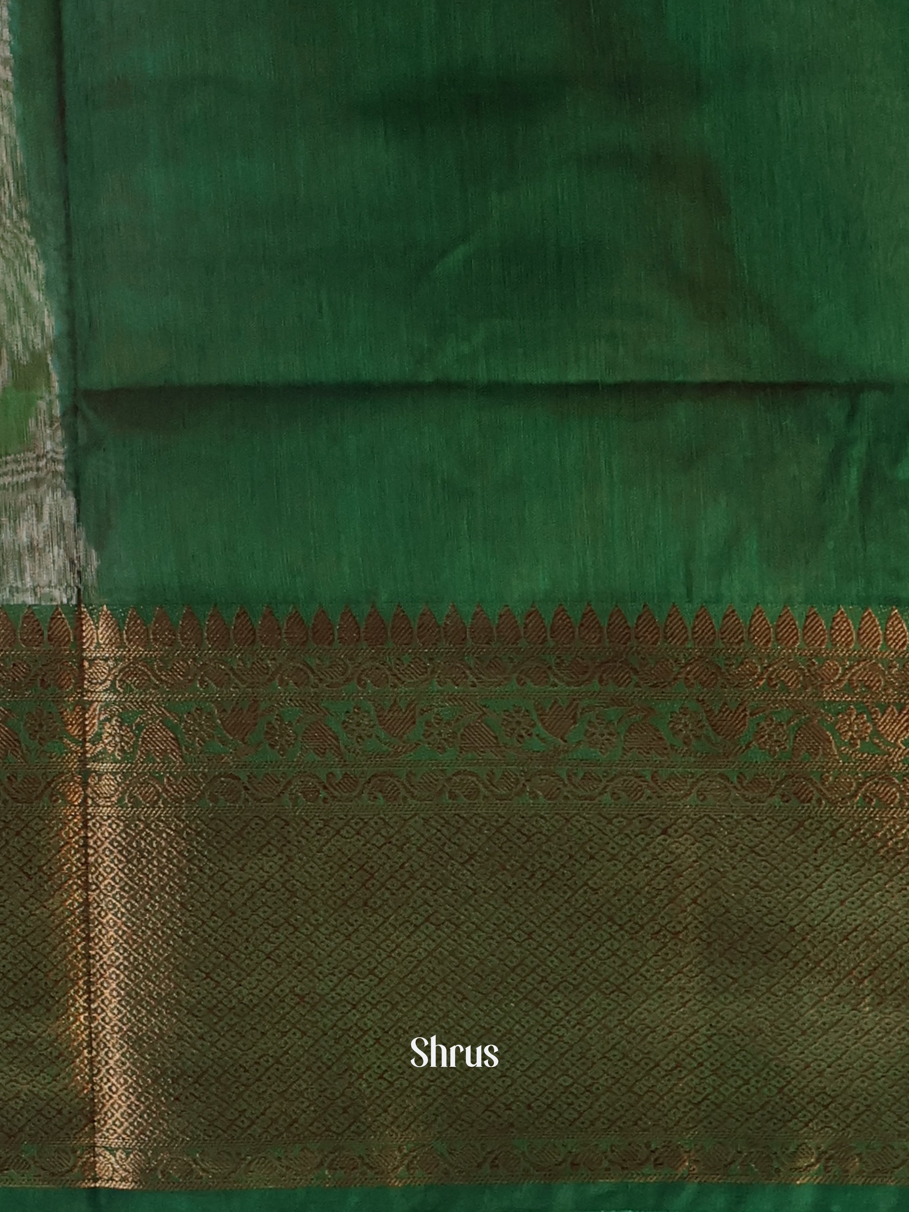 Red & Green - Semi Jute Saree - Shop on Shrus.com