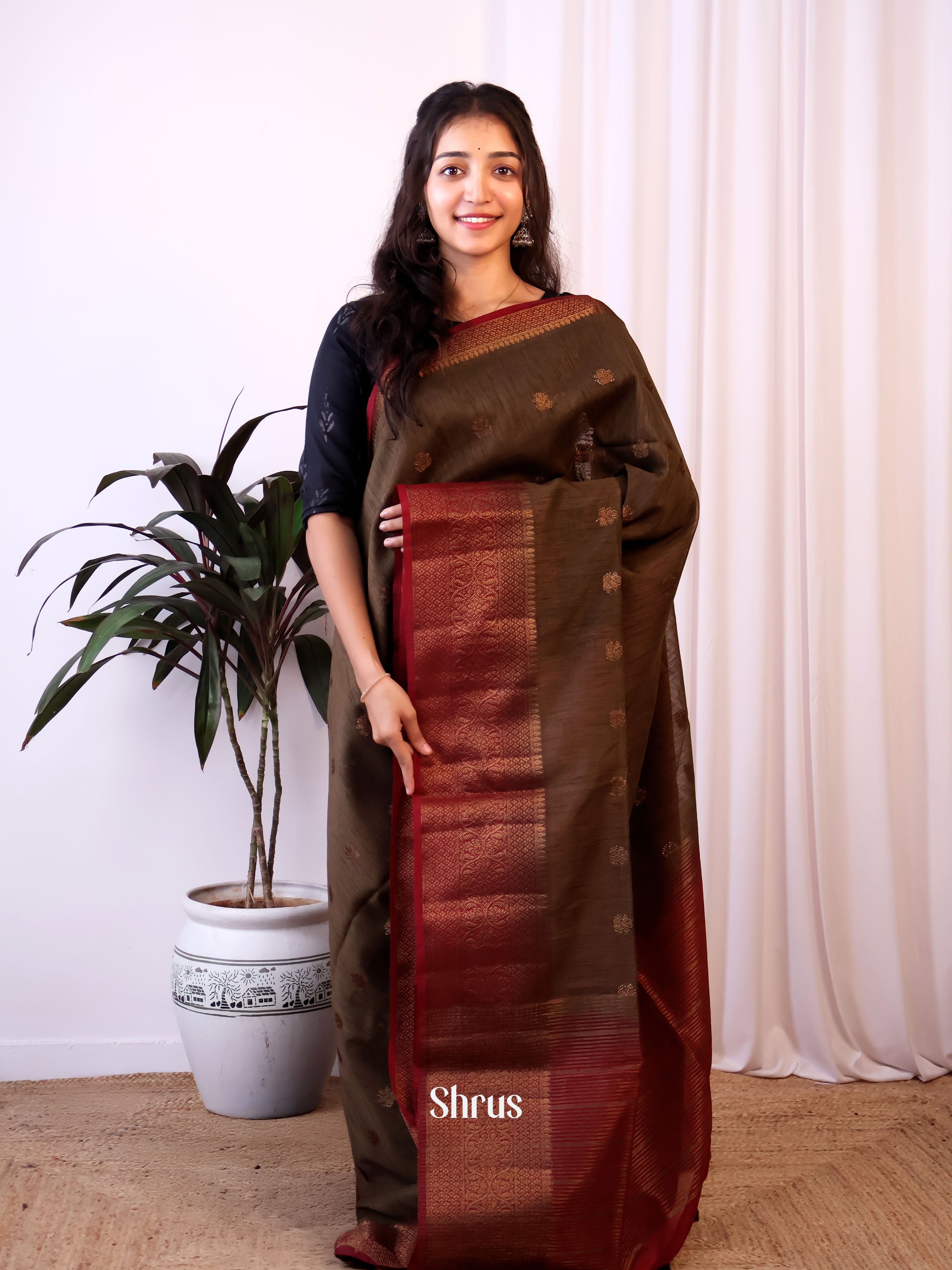 CJS03232 - Semi Jute Saree - Shop on Shrus.com
