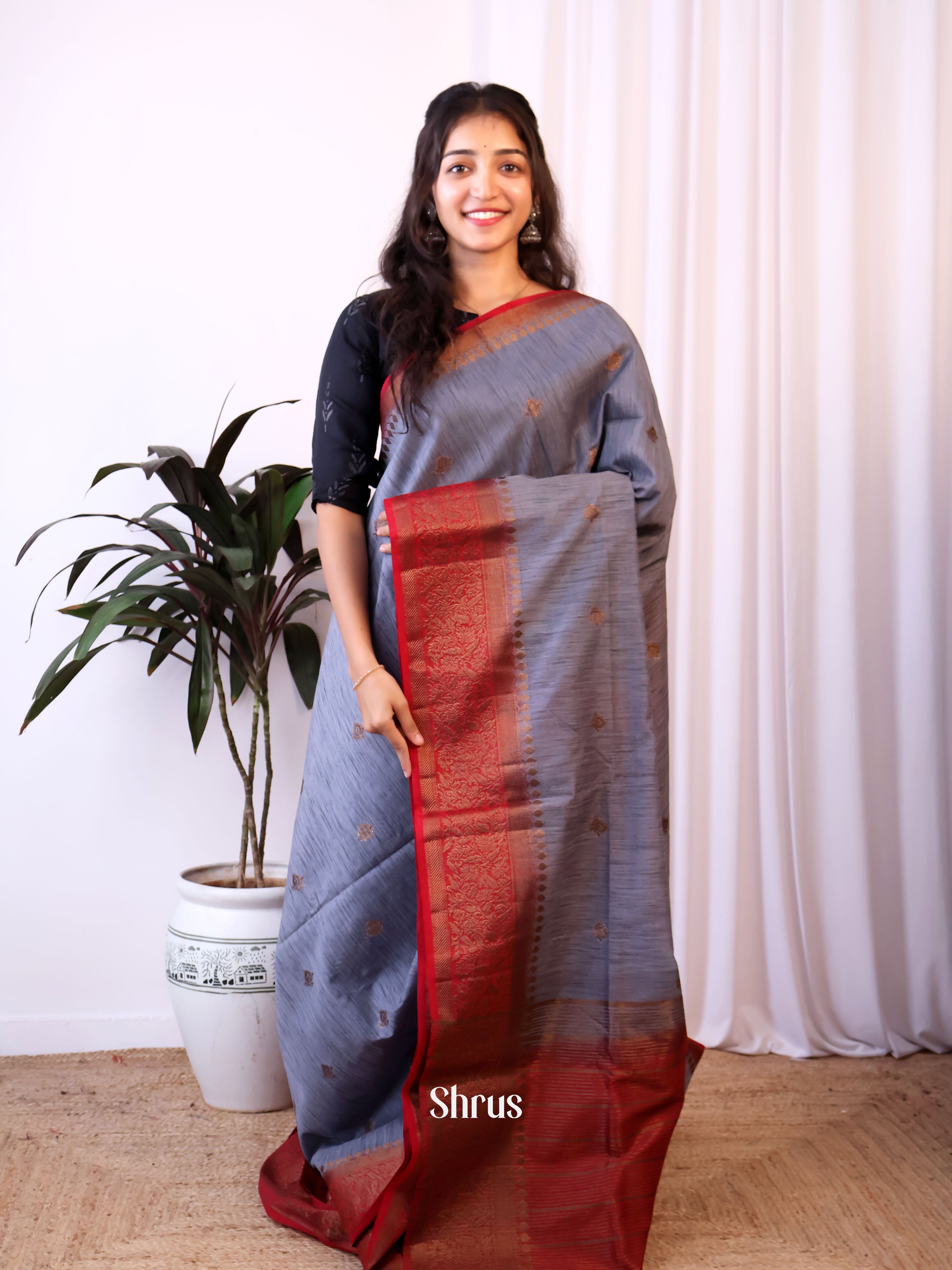 CJS03248 - Semi Jute Saree - Shop on Shrus.com