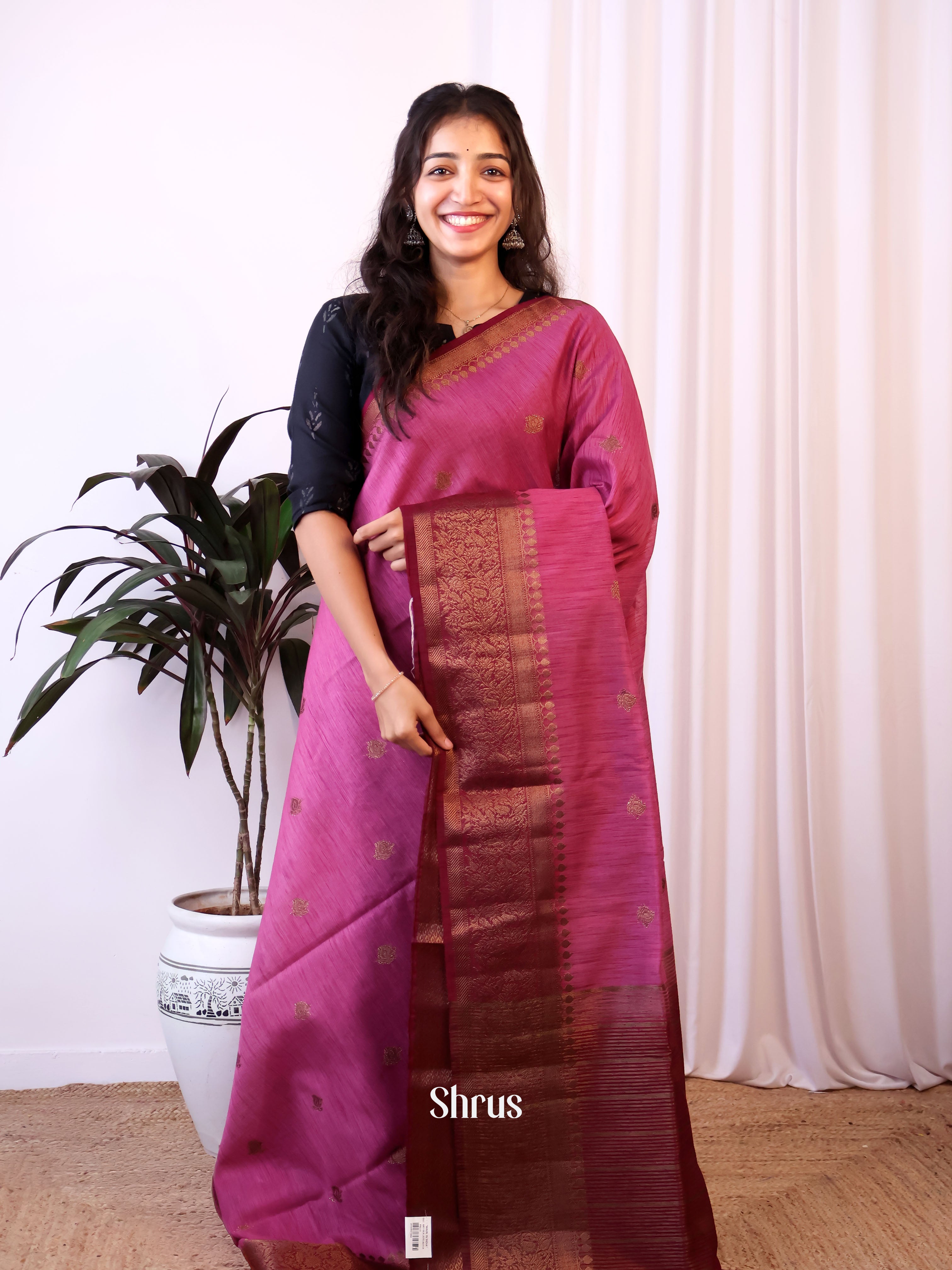 CJS03262 - Semi Jute Saree - Shop on Shrus.com