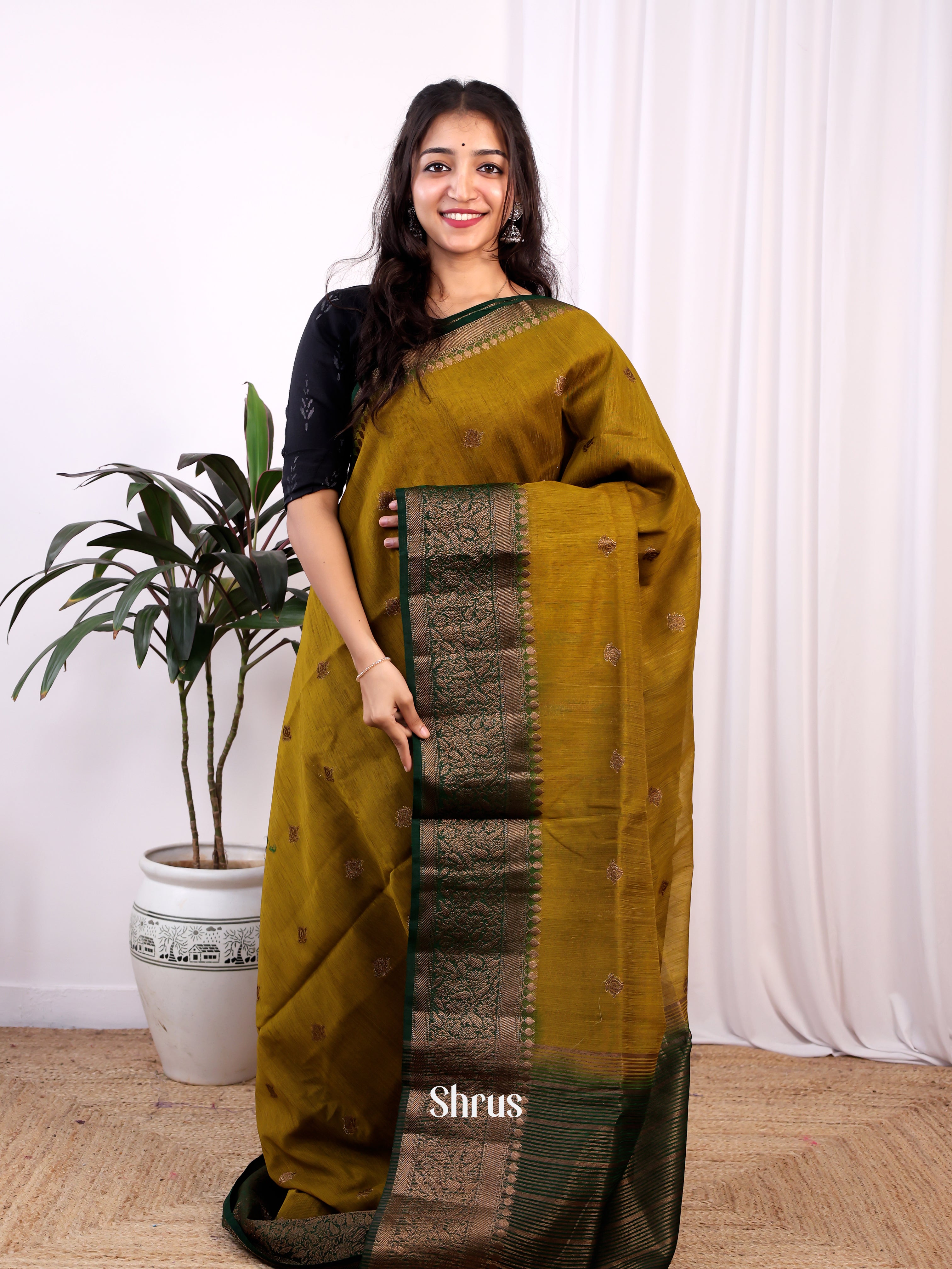 Mustardy Green & Green -Semi Jute - Shop on Shrus.com