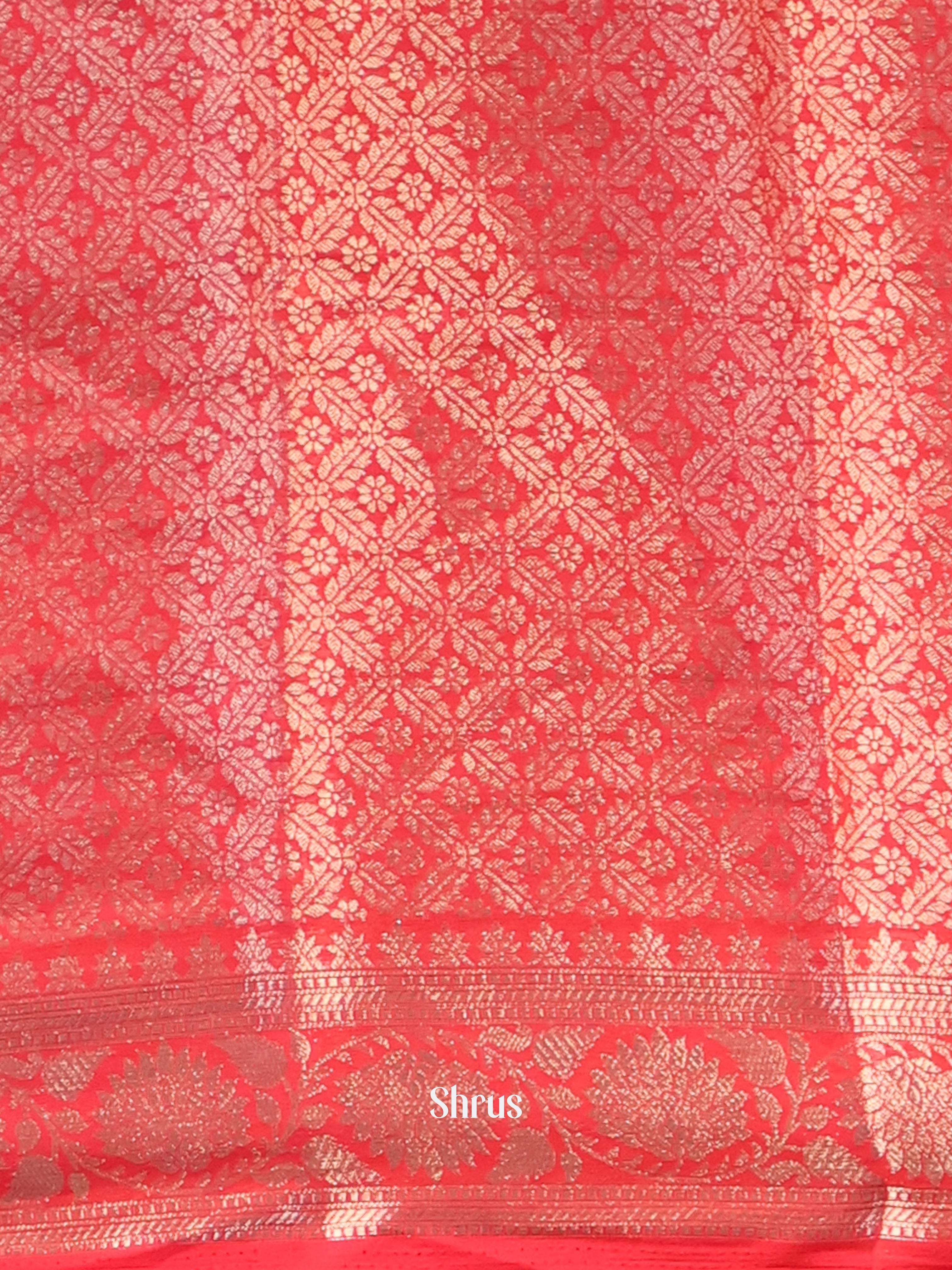 Black & Red - Semi Mysoresilk Saree - Shop on Shrus.com