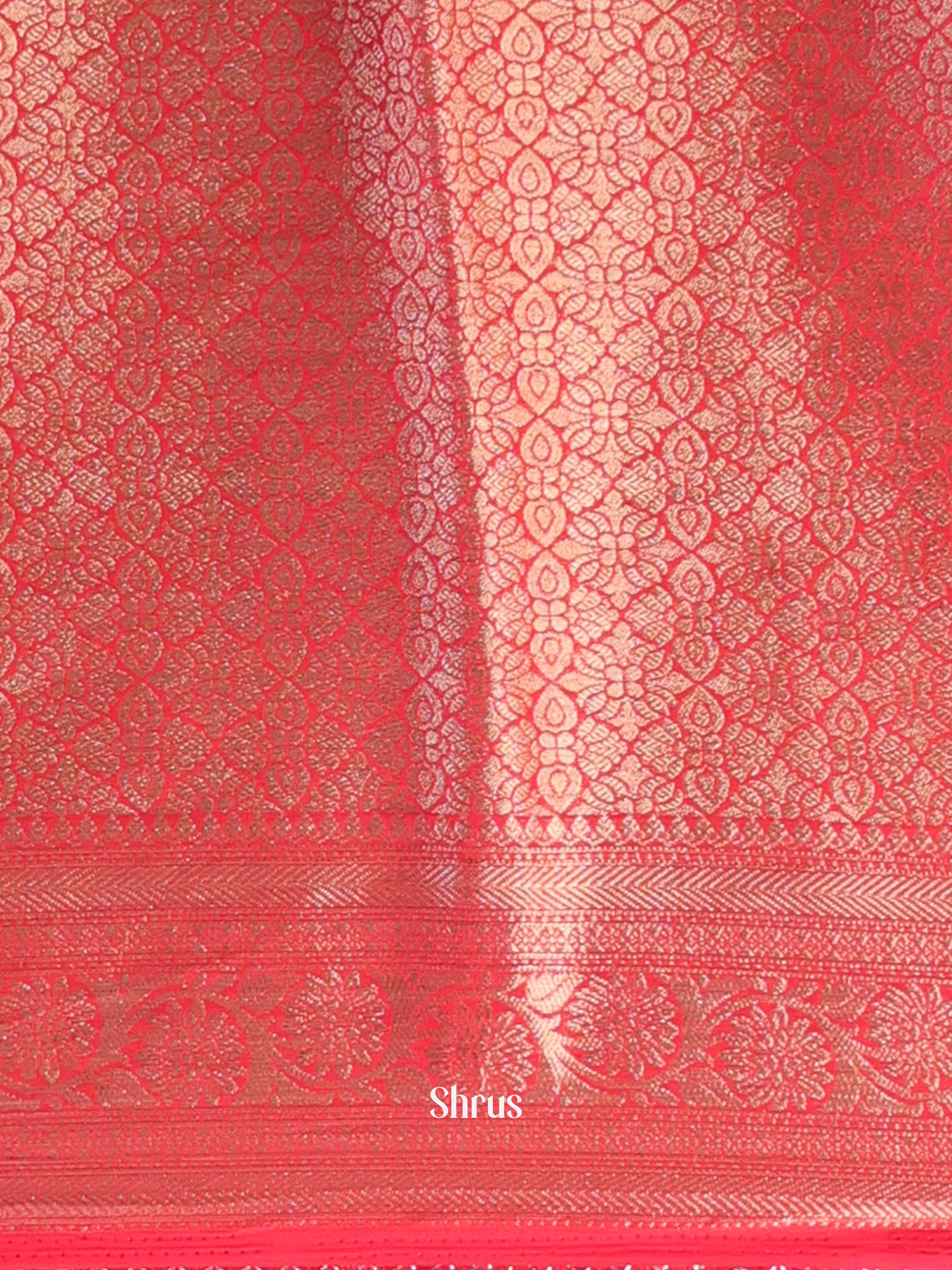 Black & Red - Semi Mysoresilk Saree - Shop on Shrus.com