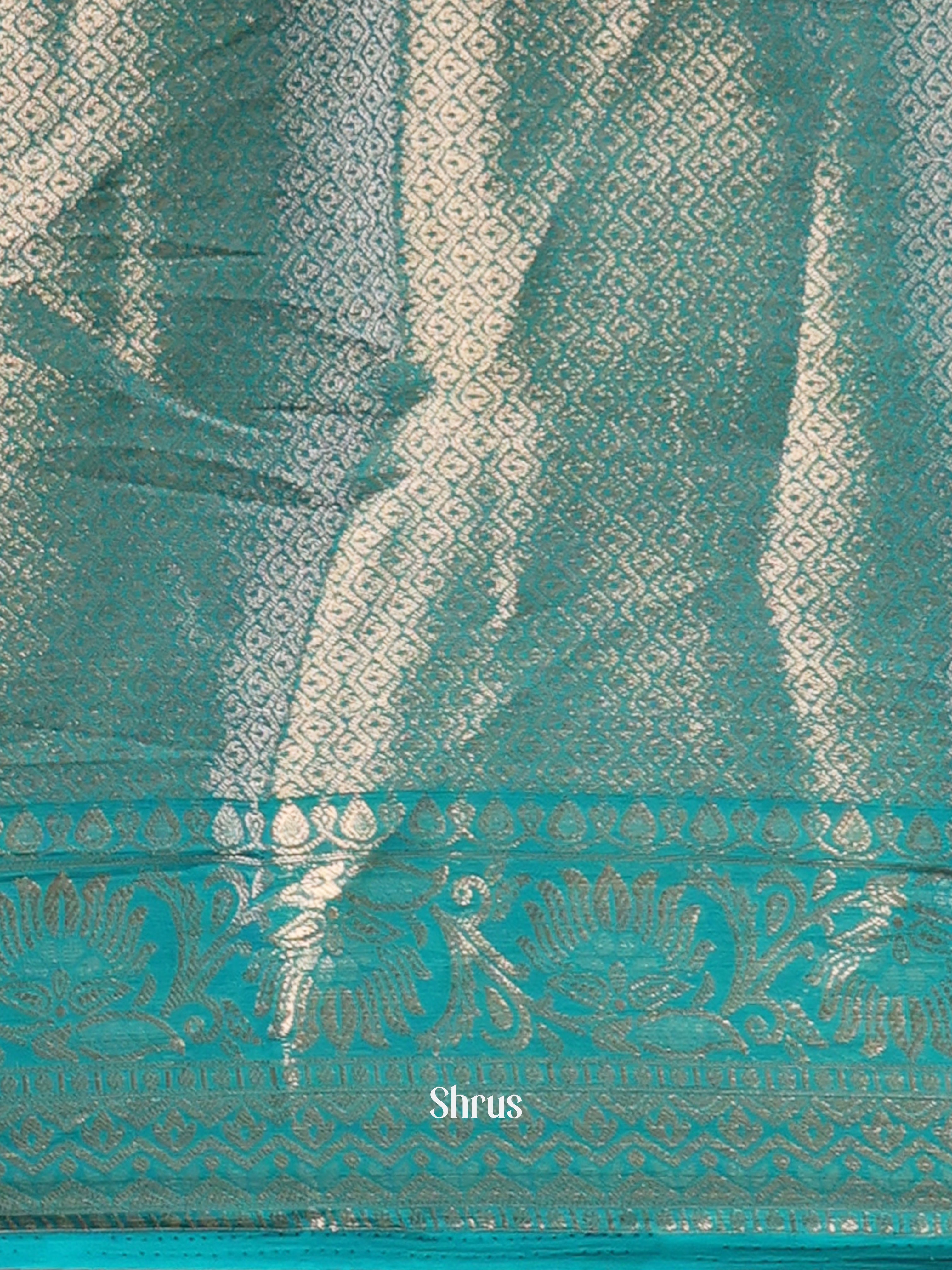 Teal- Semi Mysoresilk Saree - Shop on Shrus.com