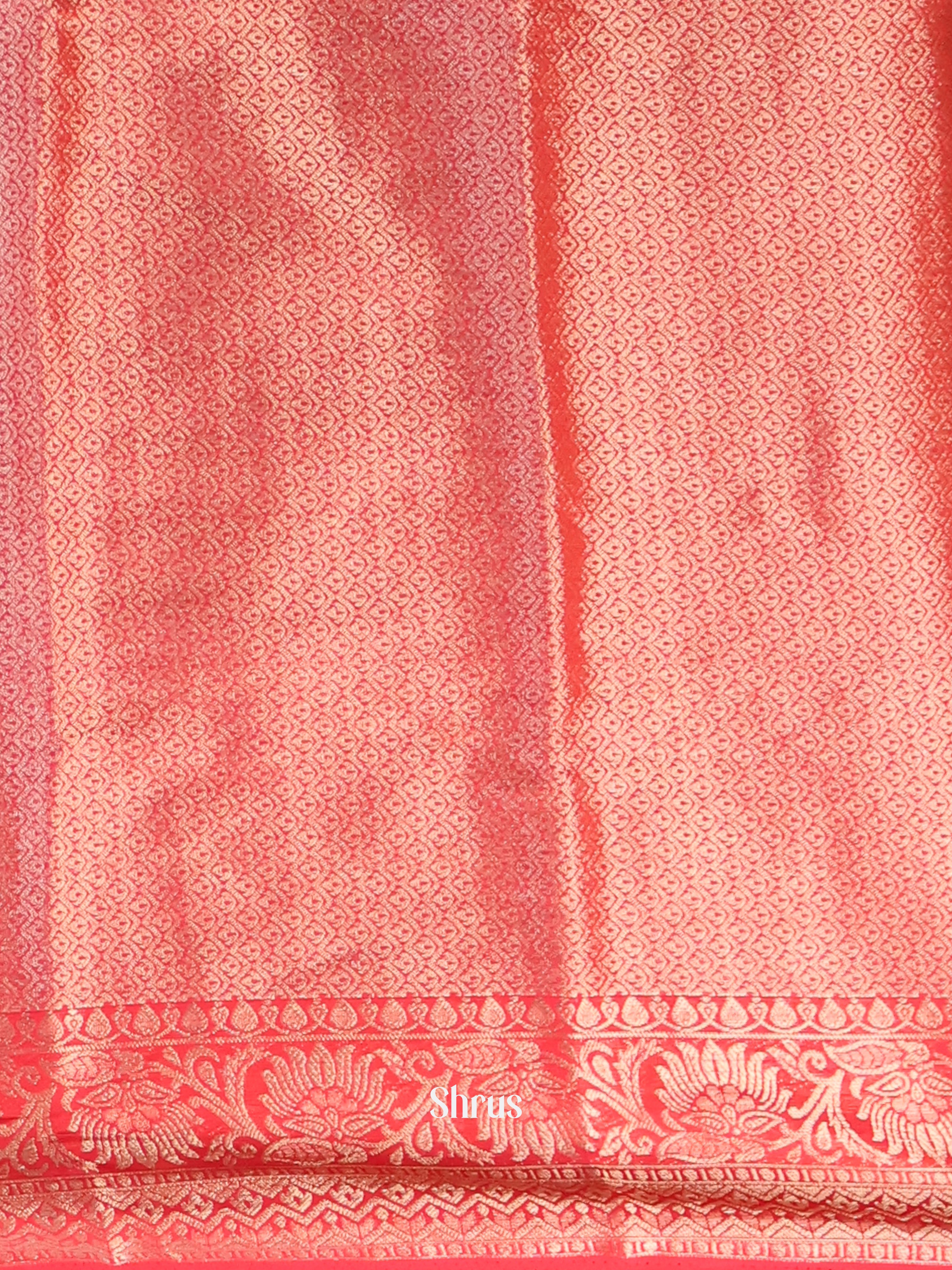 Cream & Red - Semi Mysoresilk Saree - Shop on Shrus.com