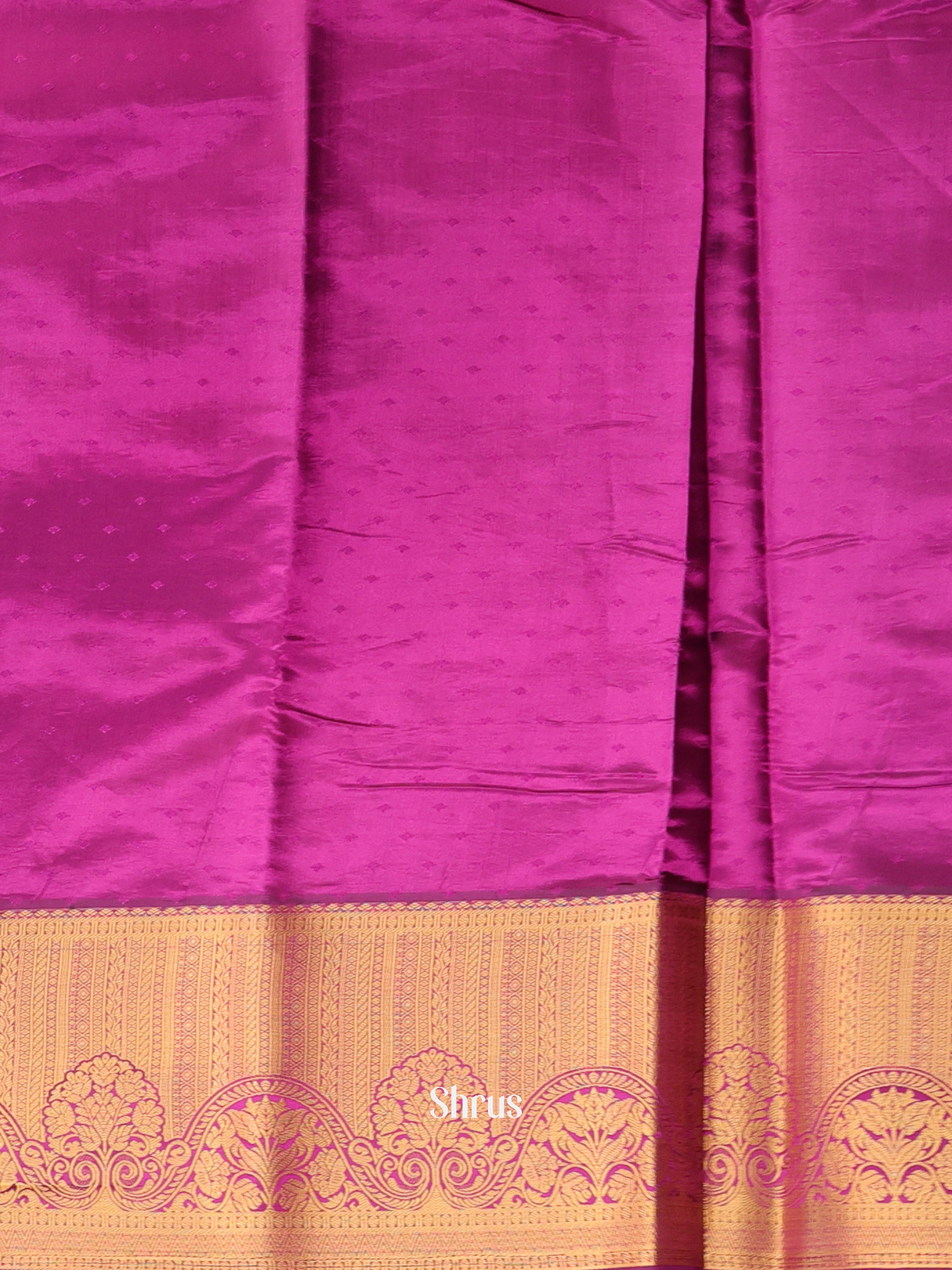 Bluish Grey & Purple- Printed Silk Saree - Shop on Shrus.com
