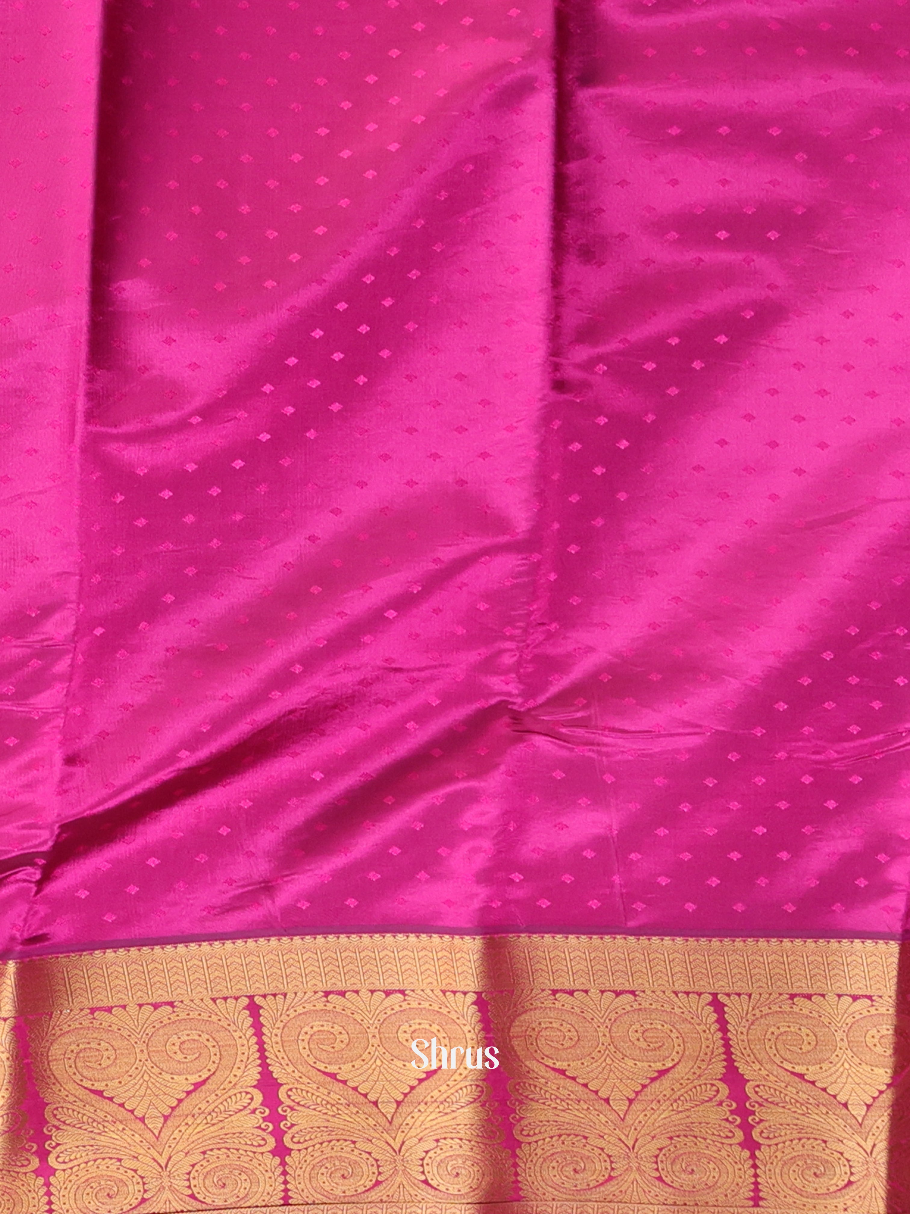 Green & Majenta - Printed Silk Saree - Shop on Shrus.com
