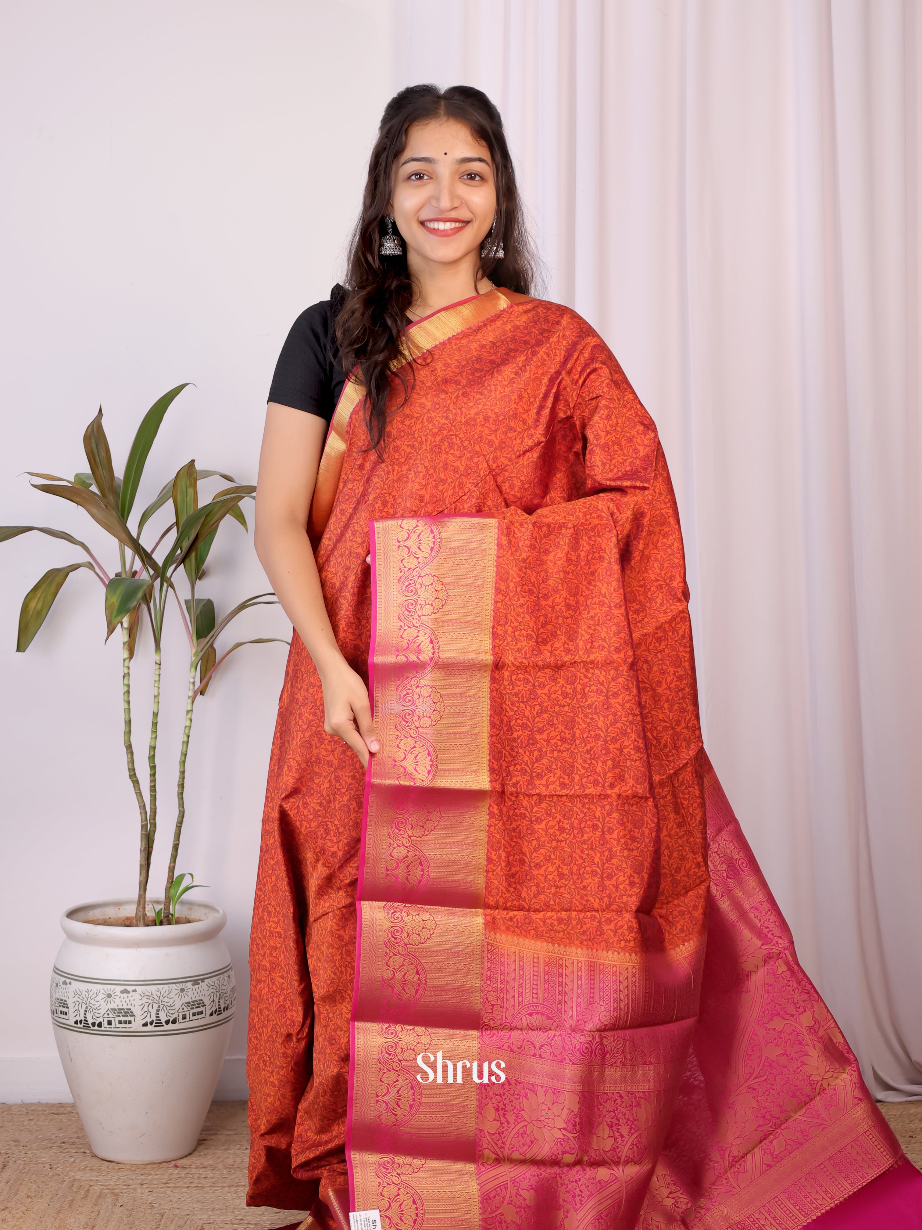 CJS03395 - Printed Silk Saree - Shop on Shrus.com