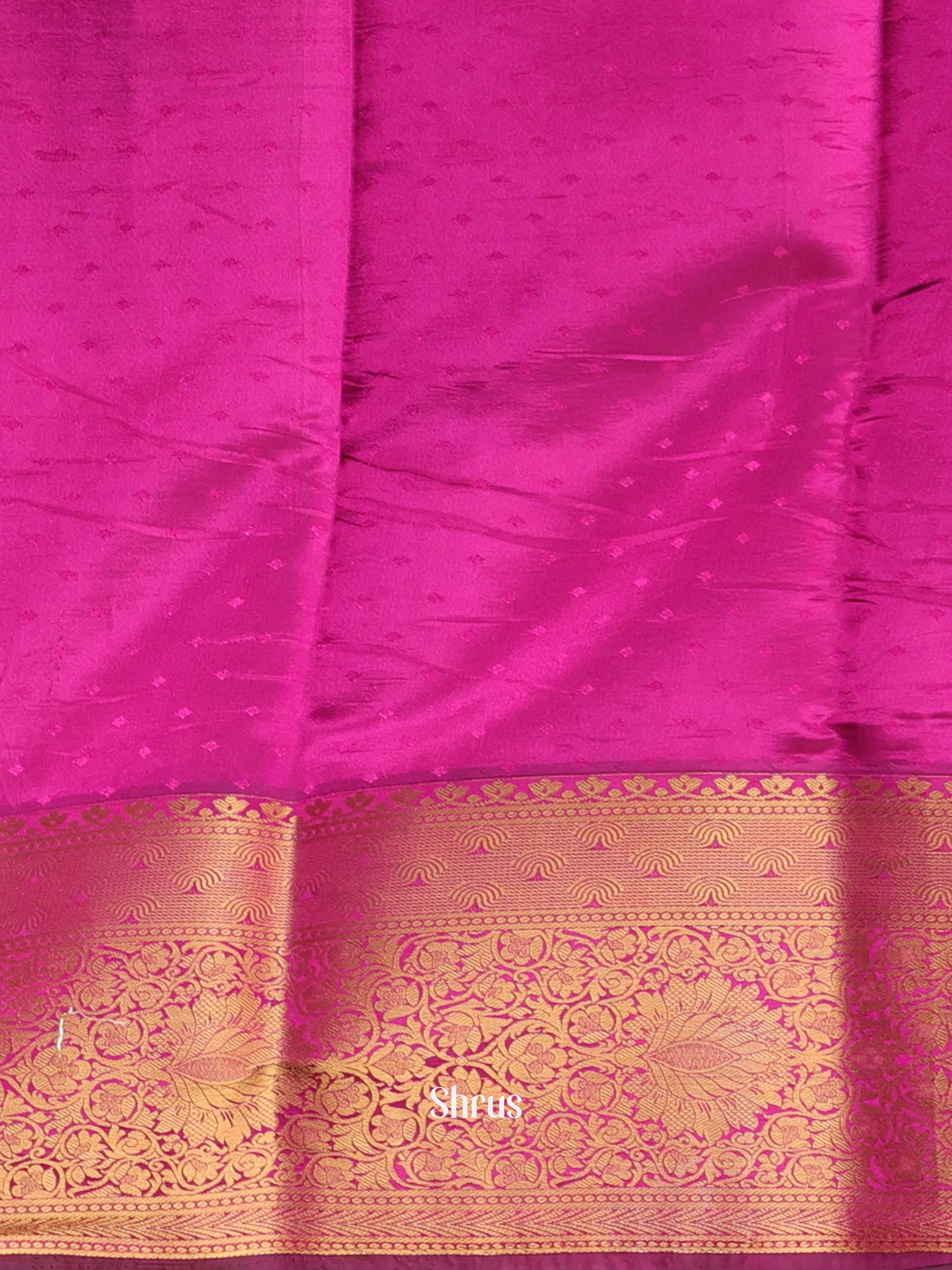 Bluish Green & Majenta - Printed Silk Saree - Shop on Shrus.com