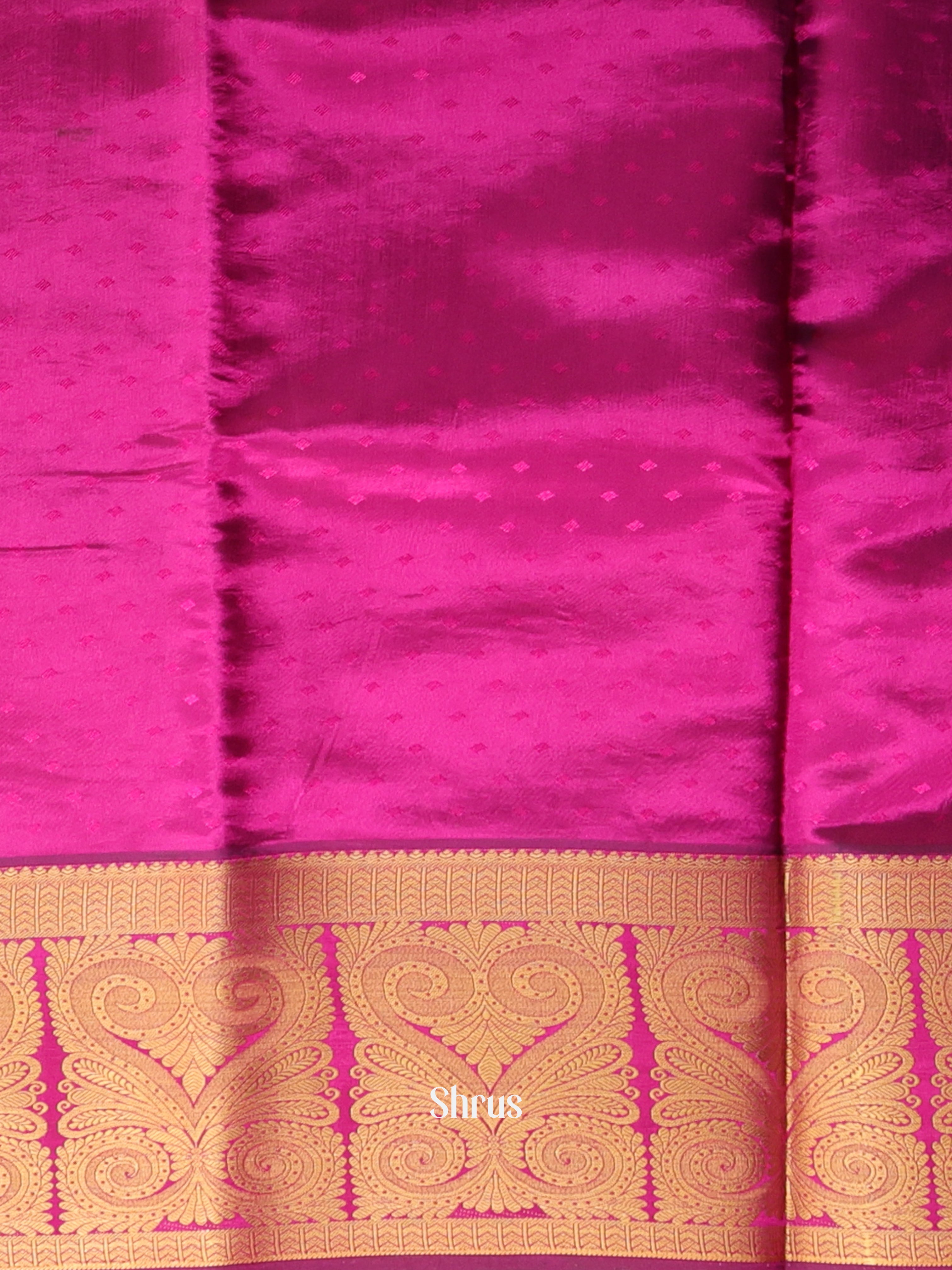 Green & Majenta- Printed Silk Saree - Shop on Shrus.com