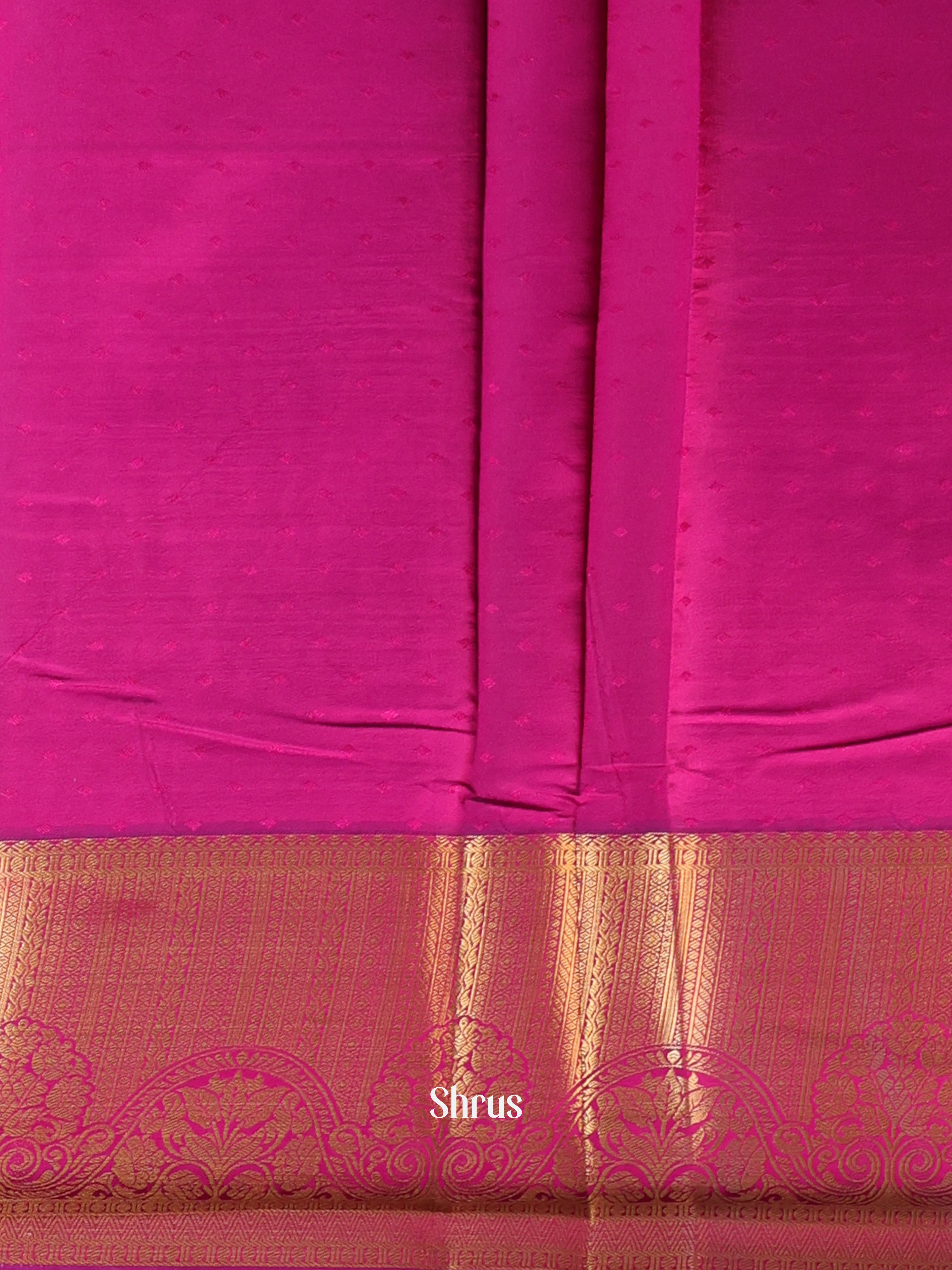 Green & Majenta- Printed Silk Saree - Shop on Shrus.com