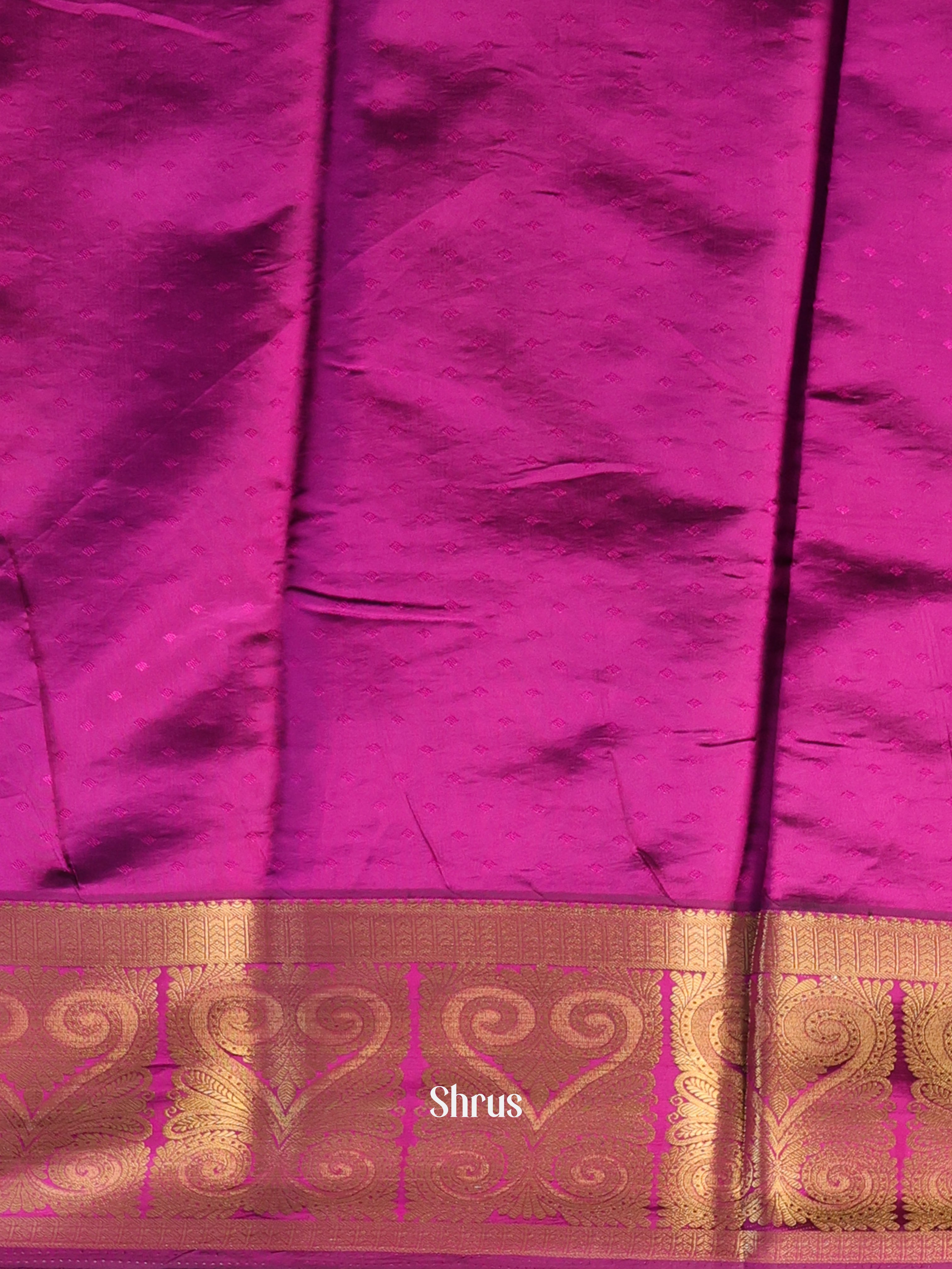 Blue & Majenta- Printed Silk Saree - Shop on Shrus.com