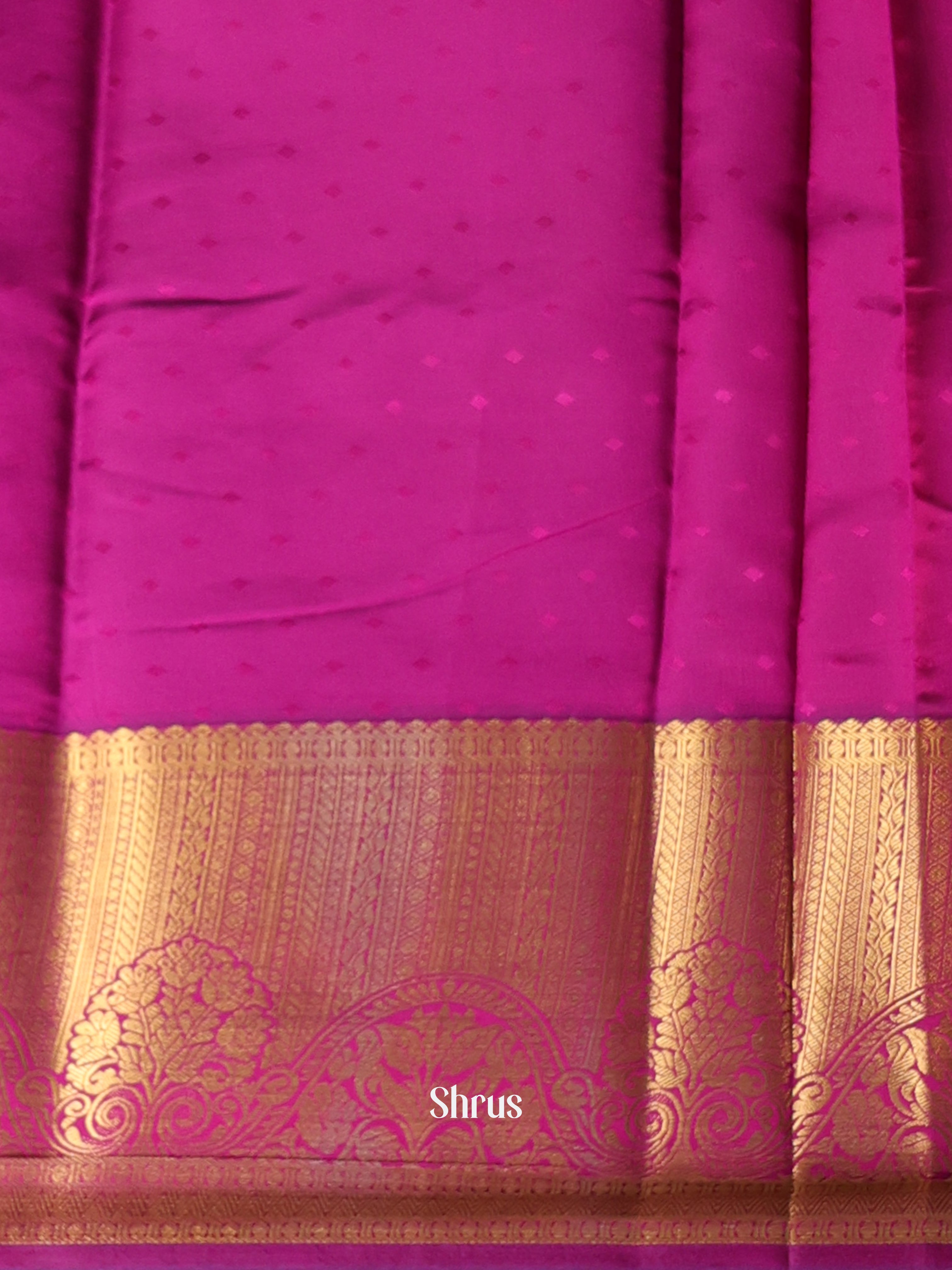 Blue & Majenta- Printed Silk Saree - Shop on Shrus.com