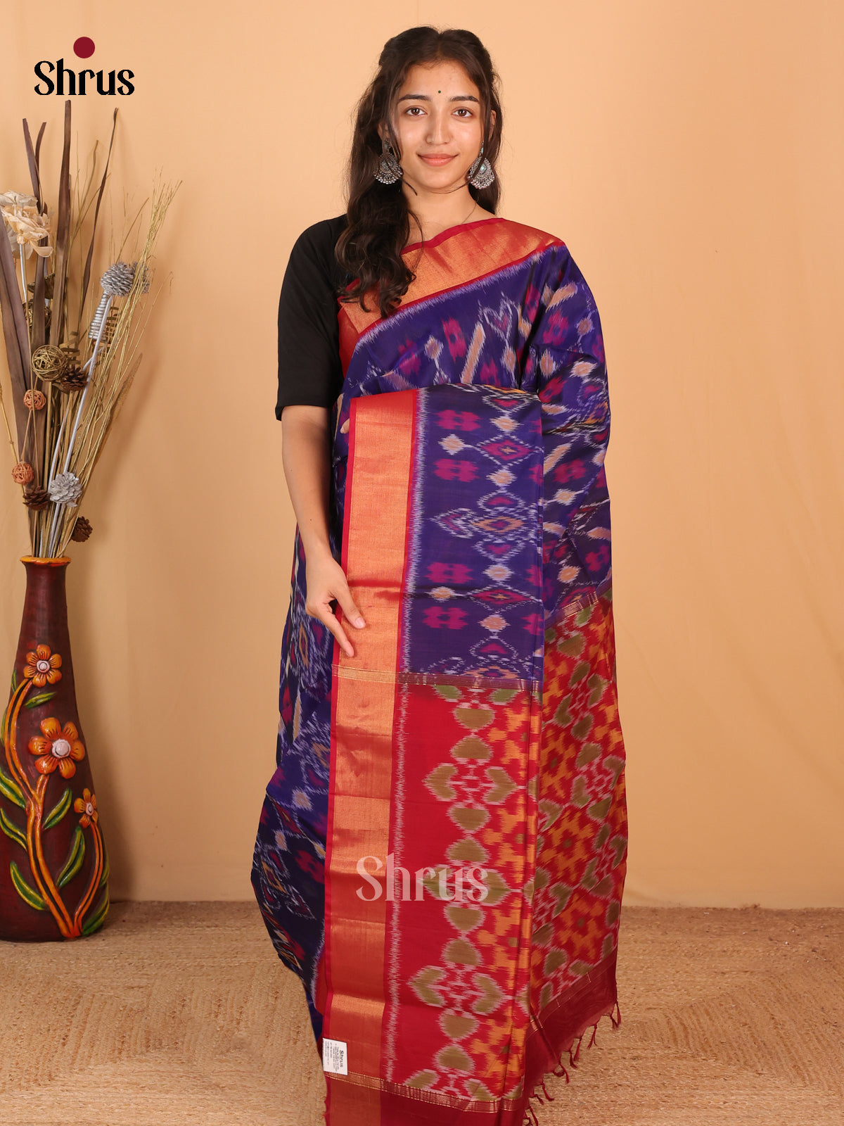 Violet & Maroon- Pochampally sico Saree - Shop on Shrus.com