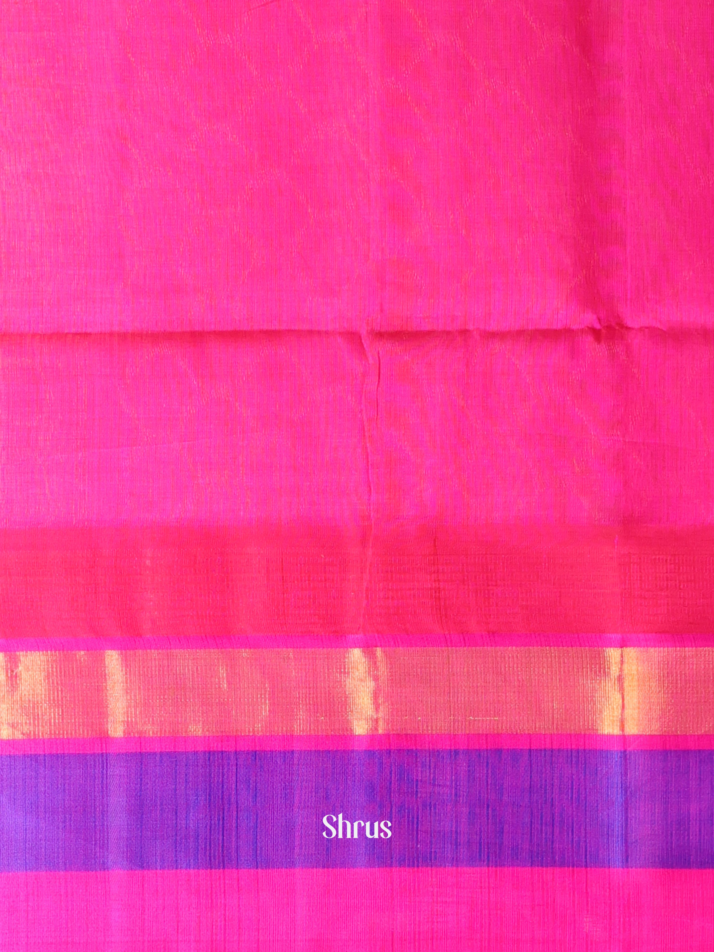 Yellow & Pink elephant design Hindolam Saree -1